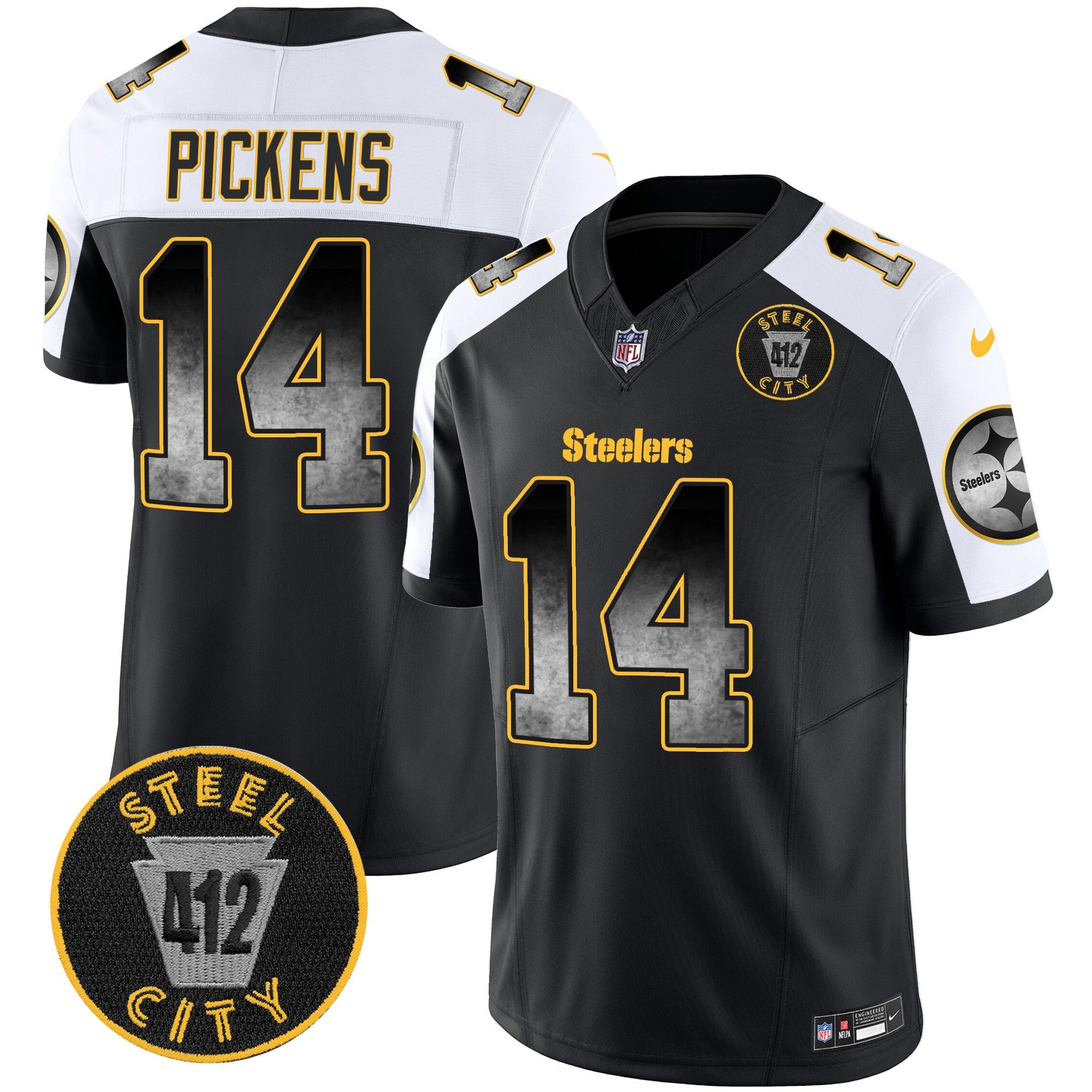 Men's Steelers Arch Smoke 412 Patch Vapor Limited Jersey - All Stitched