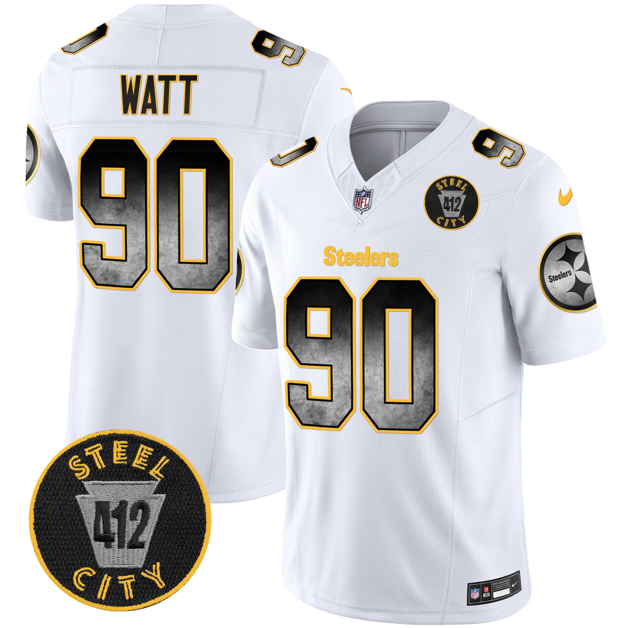 Men's Steelers Arch Smoke 412 Patch Vapor Limited Jersey - All Stitched