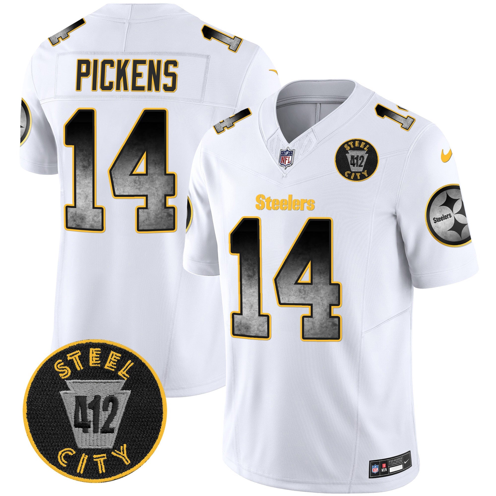 Men's Steelers Arch Smoke 412 Patch Vapor Limited Jersey - All Stitched