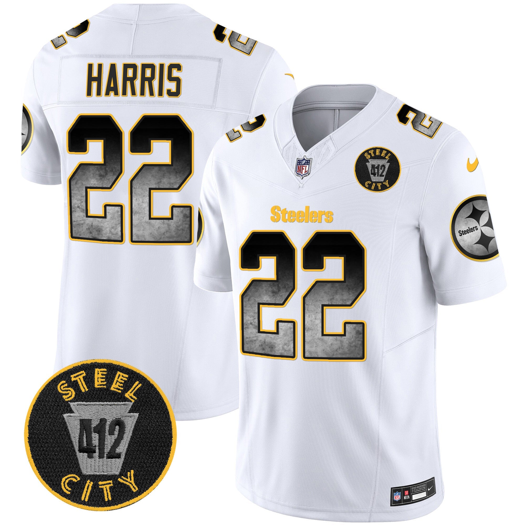 Men's Steelers Arch Smoke 412 Patch Vapor Limited Jersey - All Stitched
