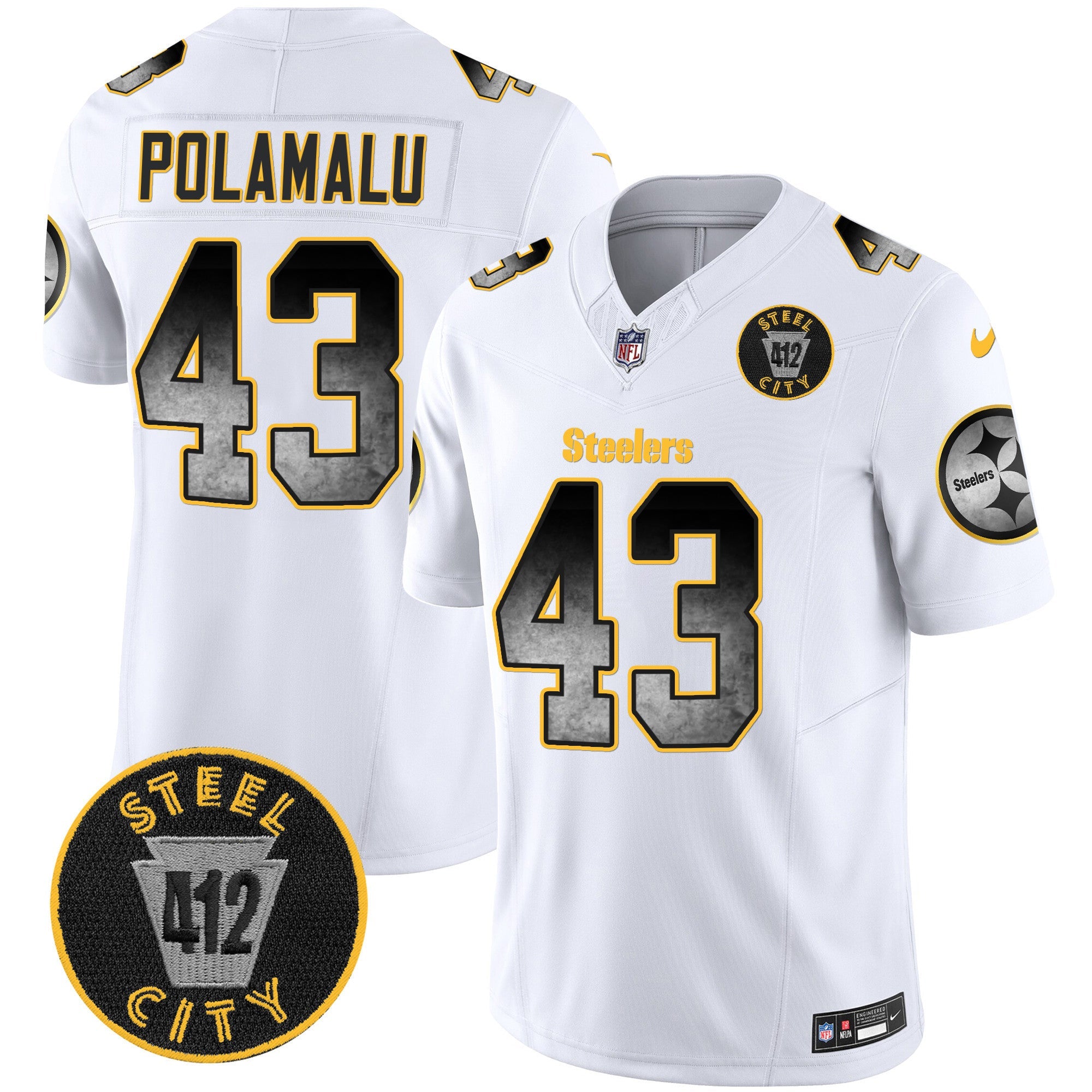 Men's Steelers Arch Smoke 412 Patch Vapor Limited Jersey - All Stitched
