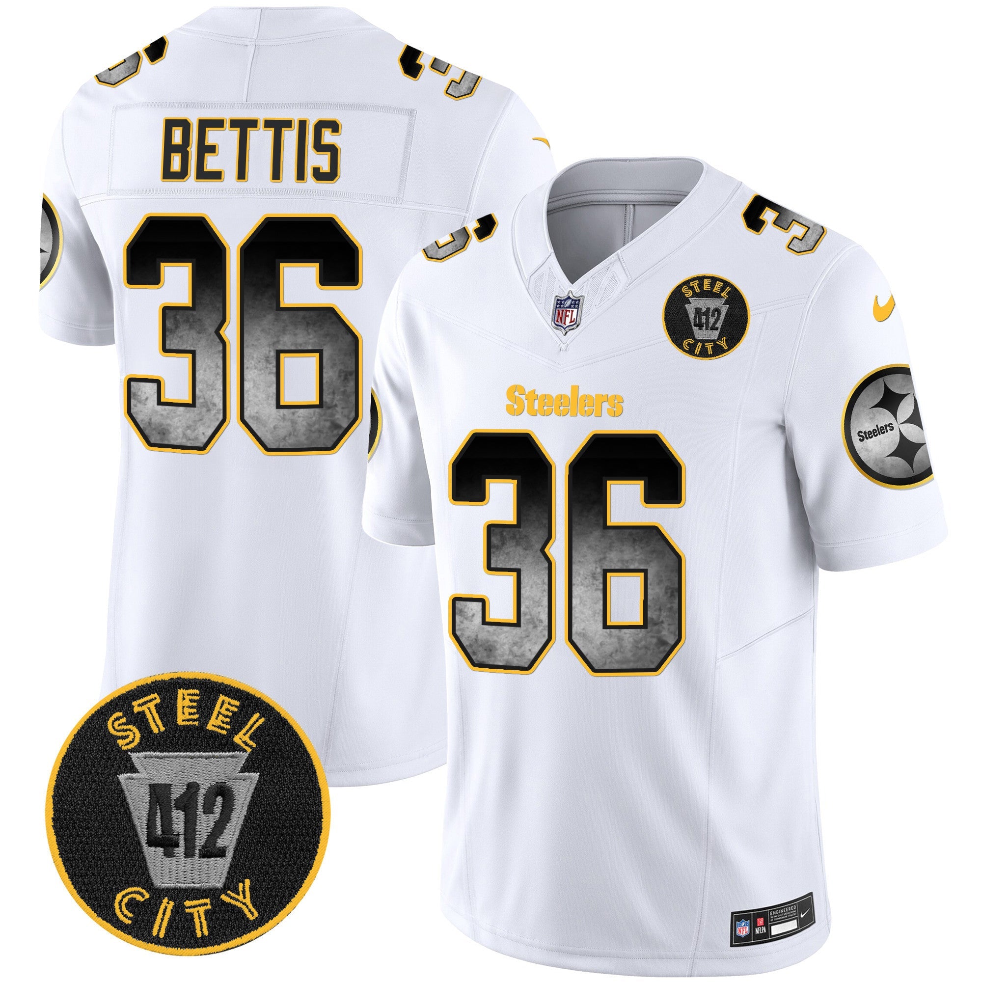 Men's Steelers Arch Smoke 412 Patch Vapor Limited Jersey - All Stitched