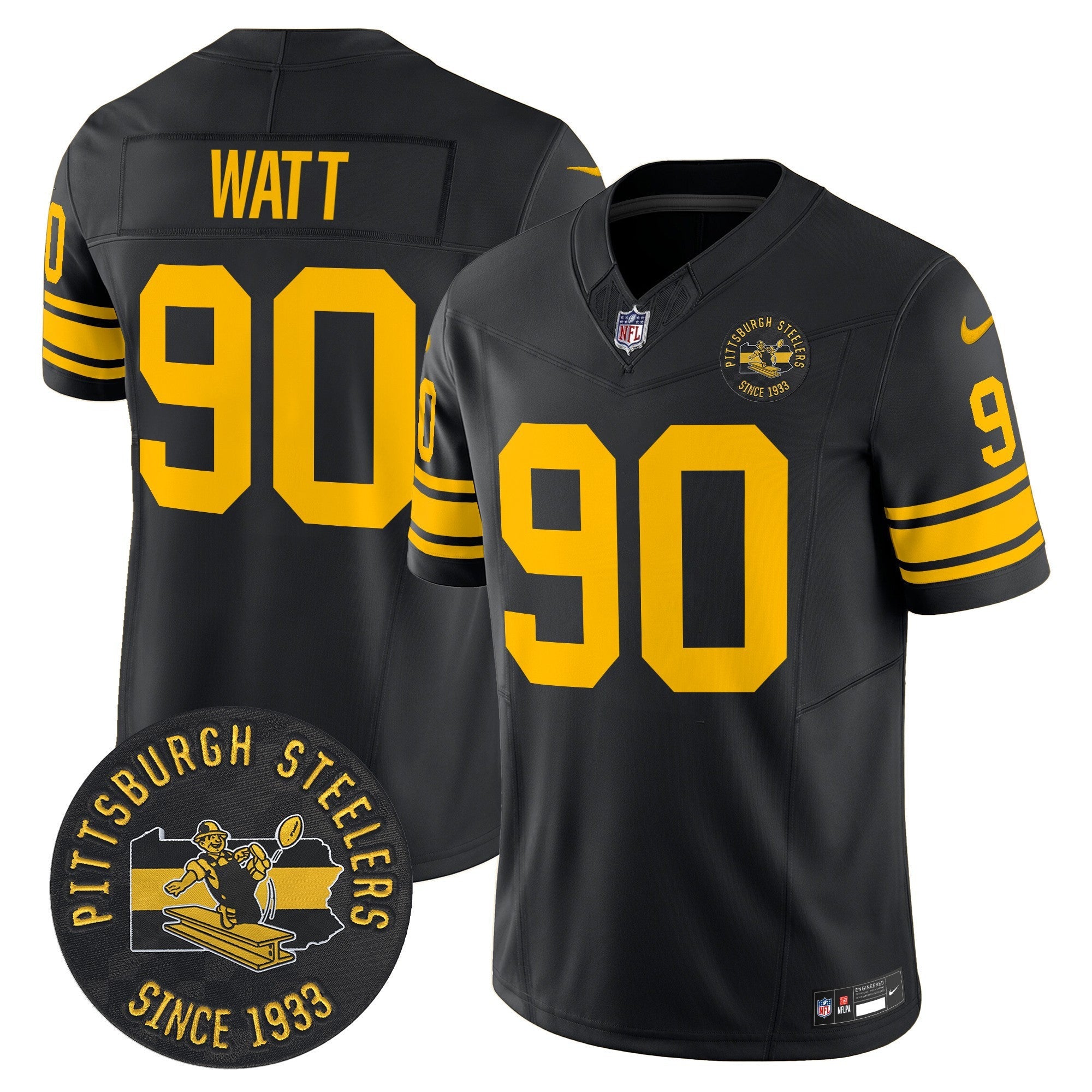 Men's Pittsburgh Steelers Throwback 1962 Vapor Limited Jersey - Est. 1933 Patch - All Stitched