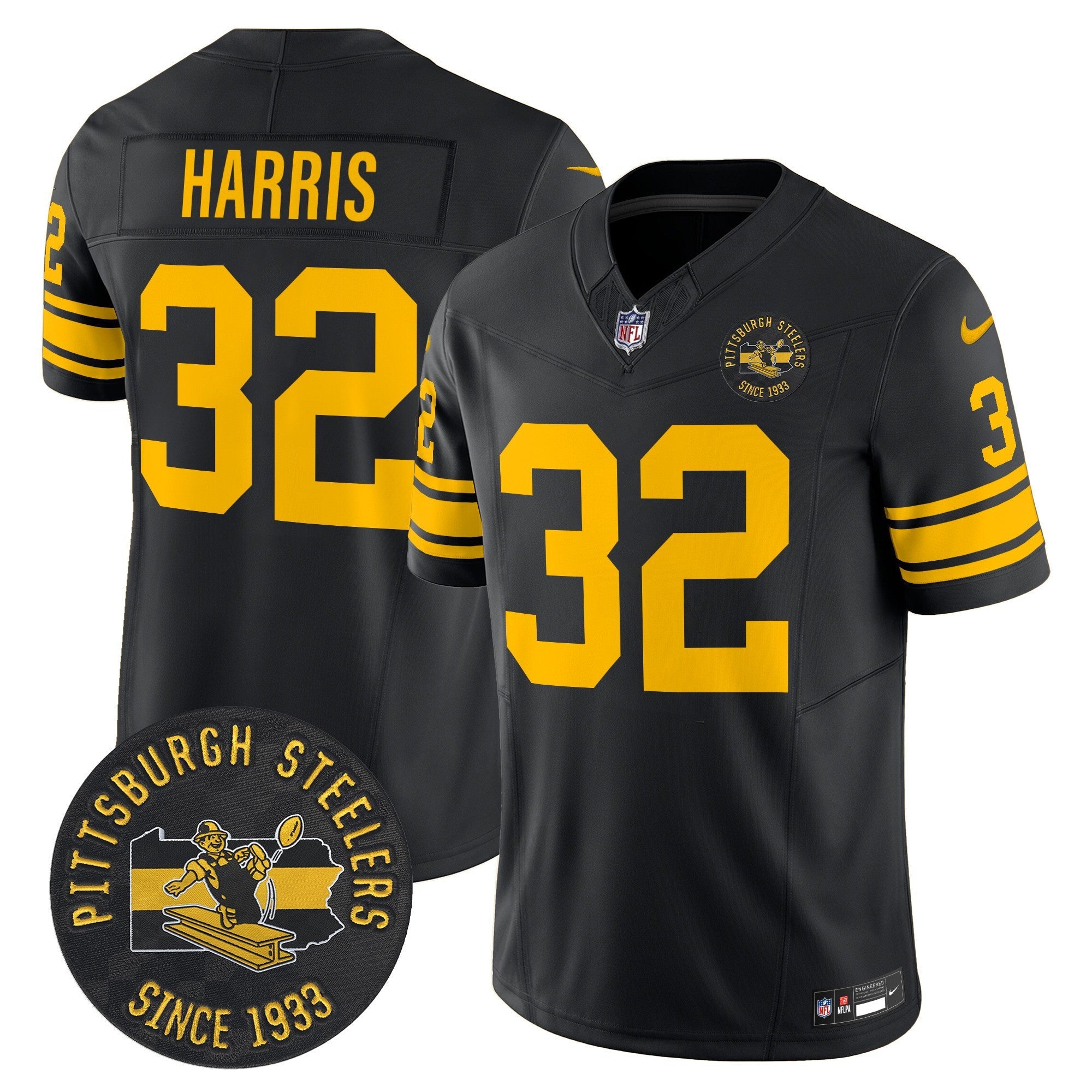 Men's Pittsburgh Steelers Throwback 1962 Vapor Limited Jersey - Est. 1933 Patch - All Stitched