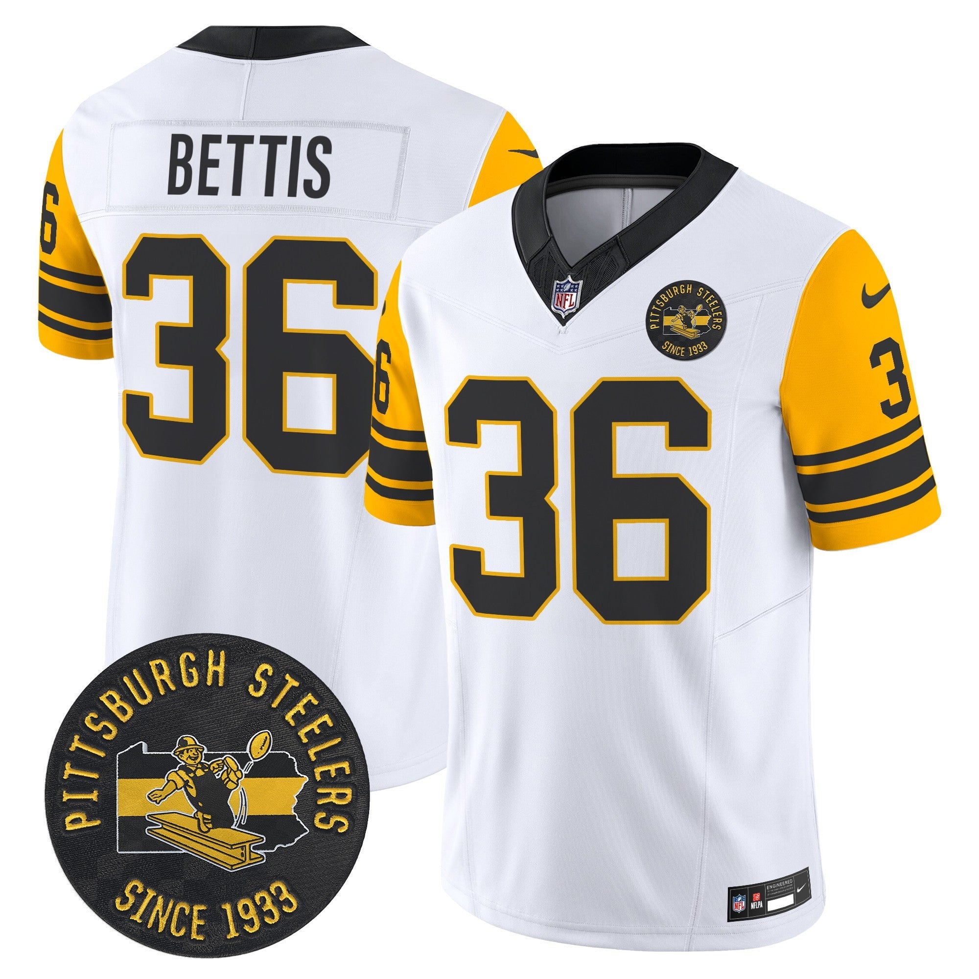 Men's Pittsburgh Steelers Throwback 1962 Vapor Limited Jersey - Est. 1933 Patch - All Stitched