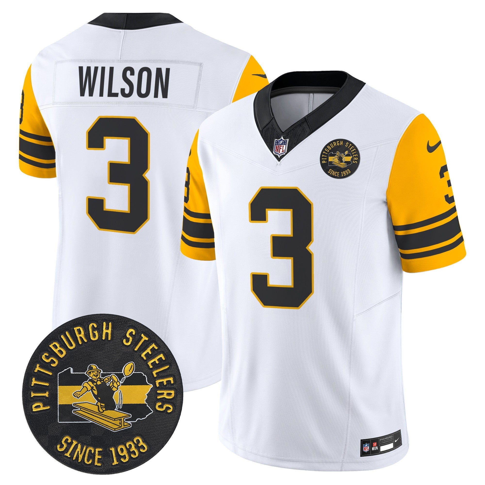 Men's Pittsburgh Steelers Throwback 1962 Vapor Limited Jersey - Est. 1933 Patch - All Stitched