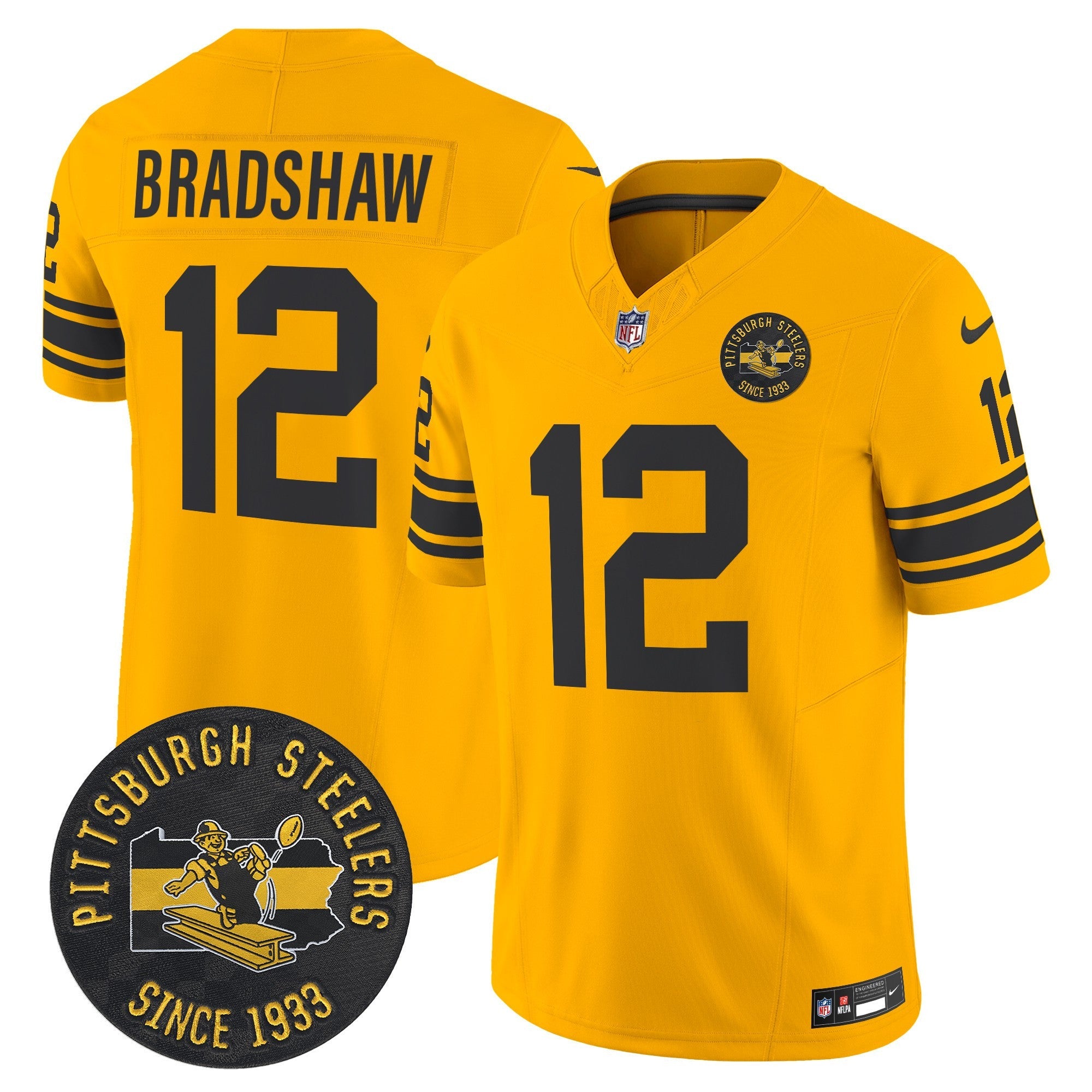 Men's Pittsburgh Steelers Throwback 1962 Vapor Limited Jersey - Est. 1933 Patch - All Stitched