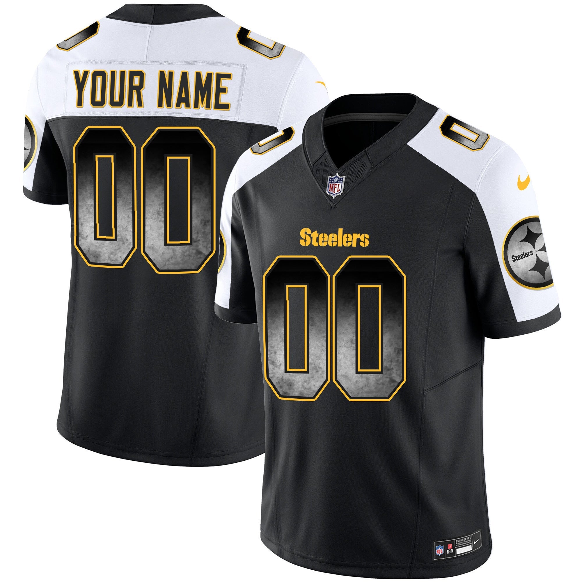 Steelers Arch Smoke Vapor Custom Jersey - All Stitched