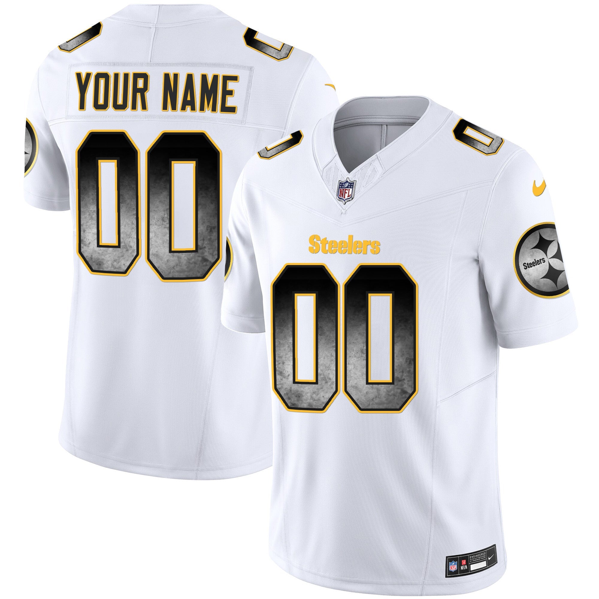 Steelers Arch Smoke Vapor Custom Jersey - All Stitched