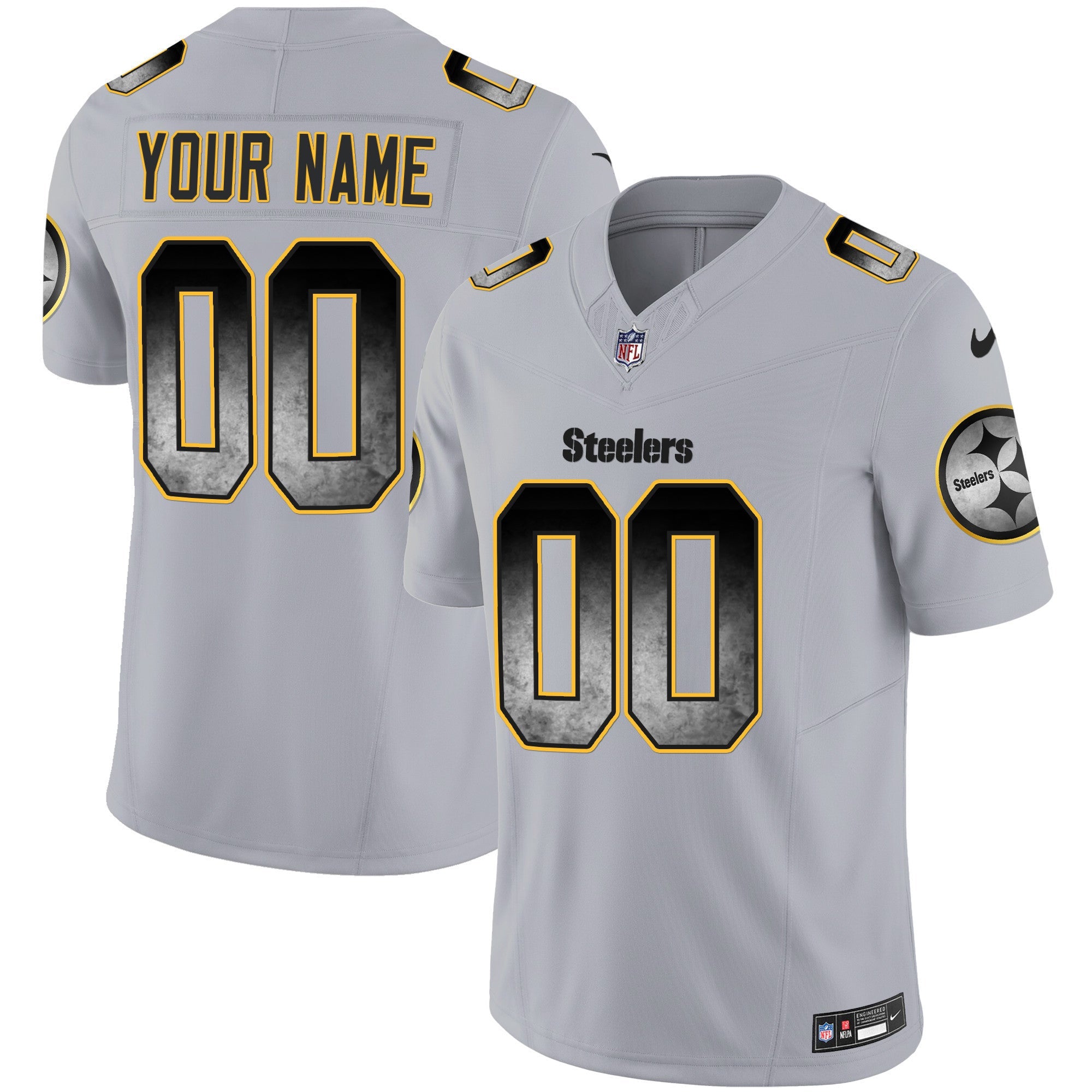 Steelers Arch Smoke Vapor Custom Jersey - All Stitched