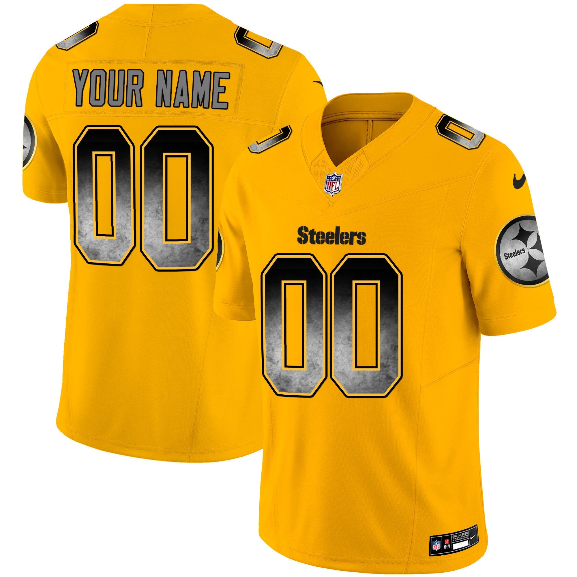 Steelers Arch Smoke Vapor Custom Jersey - All Stitched