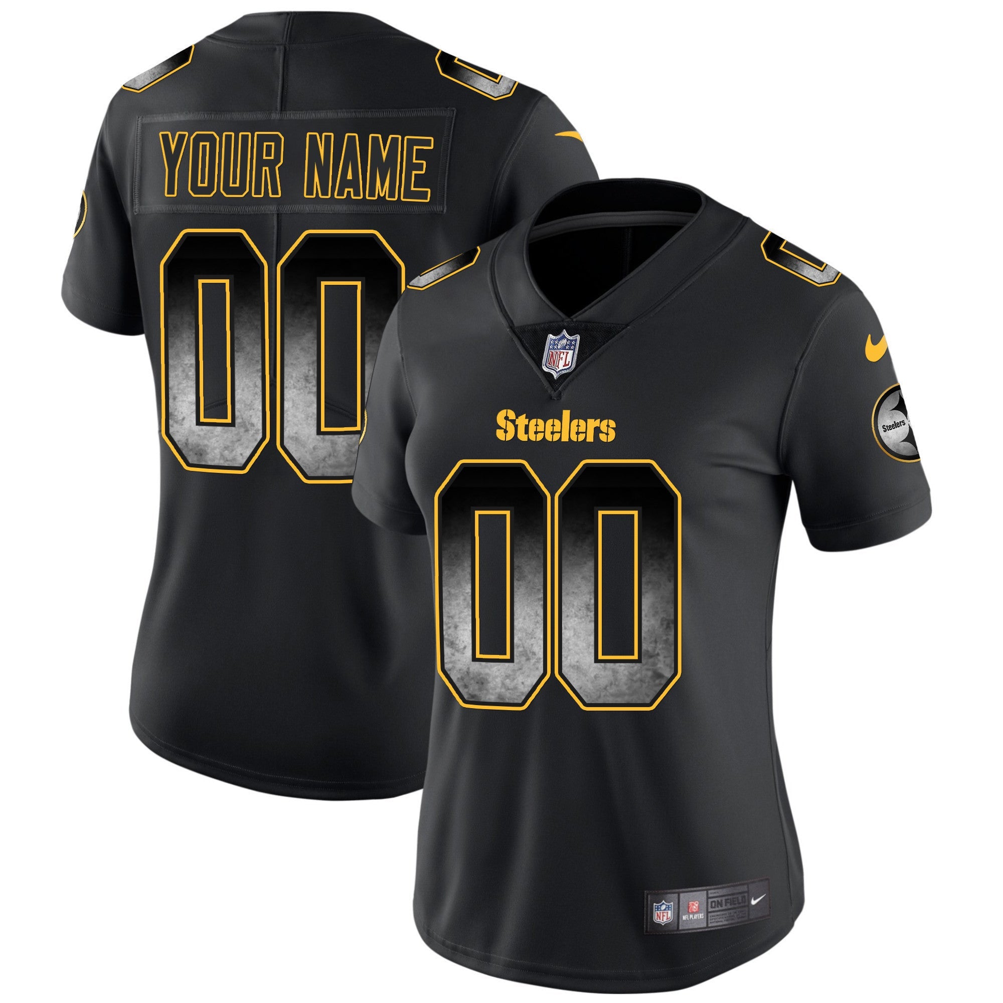 Steelers Arch Smoke Vapor Custom Jersey - All Stitched