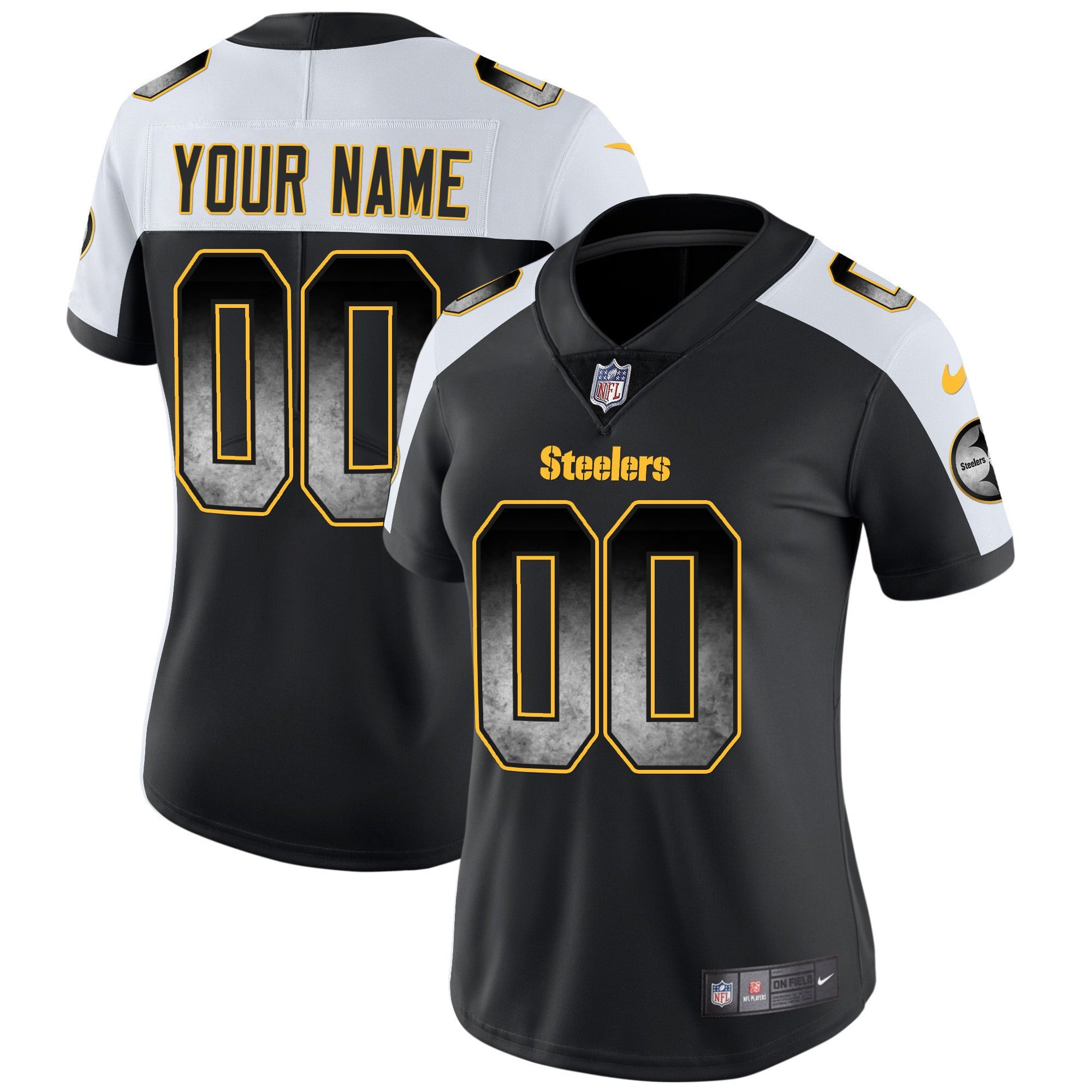 Steelers Arch Smoke Vapor Custom Jersey - All Stitched