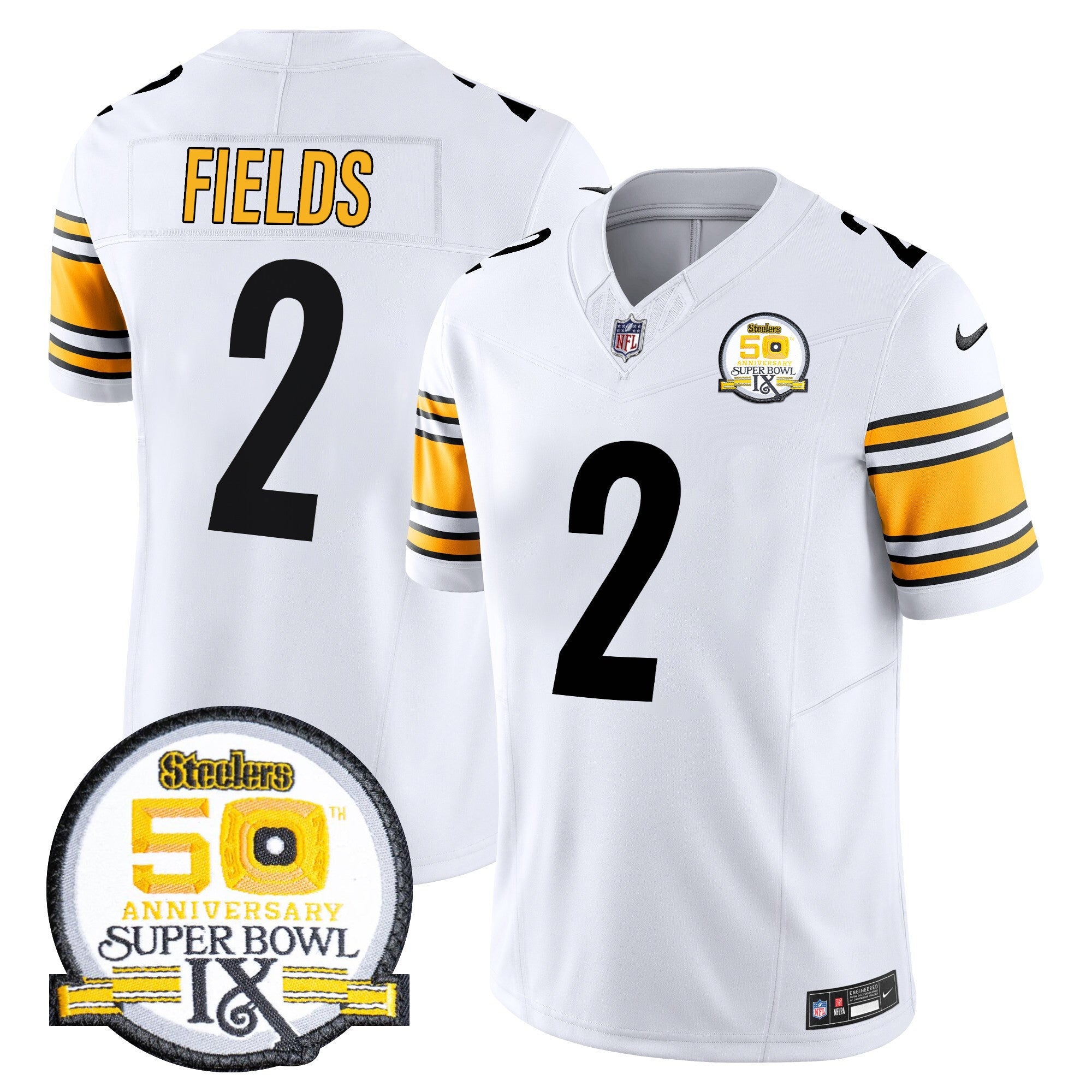 Men's Steelers 50th Anniversary Of Super Bowl IX Patch Vapor Limited Jersey - All Stitched