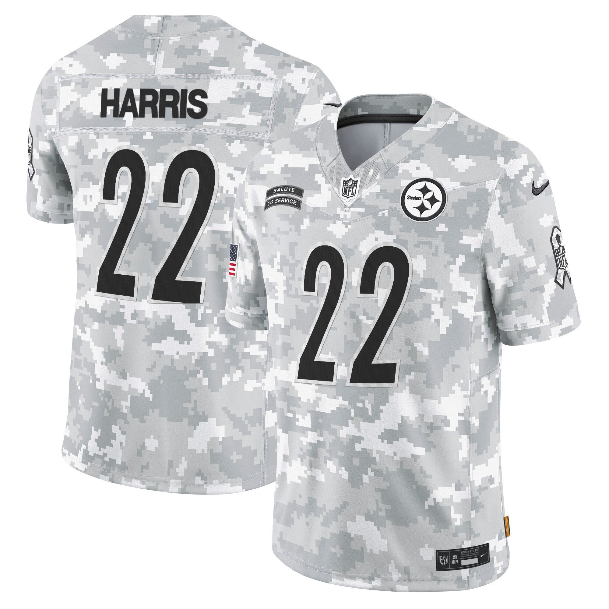 Steelers 2024 Salute to Service Vapor Limited Jersey - Arctic Camo - All Stitched