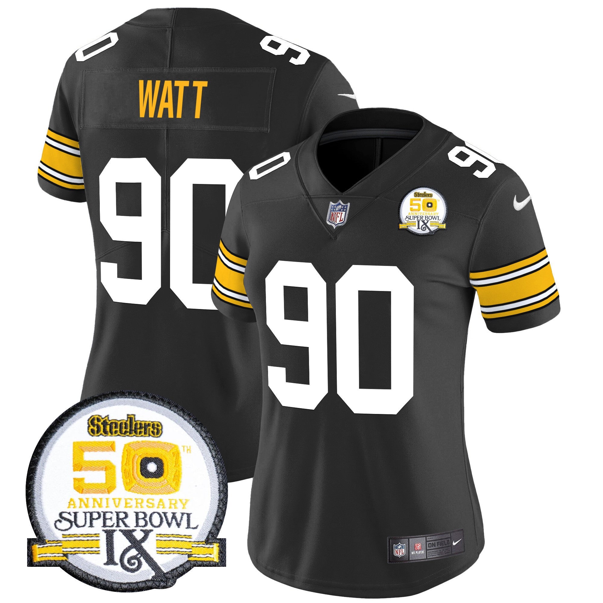 Women's Steelers 50th Anniversary Of Super Bowl IX Patch Vapor Limited Jersey - All Stitched