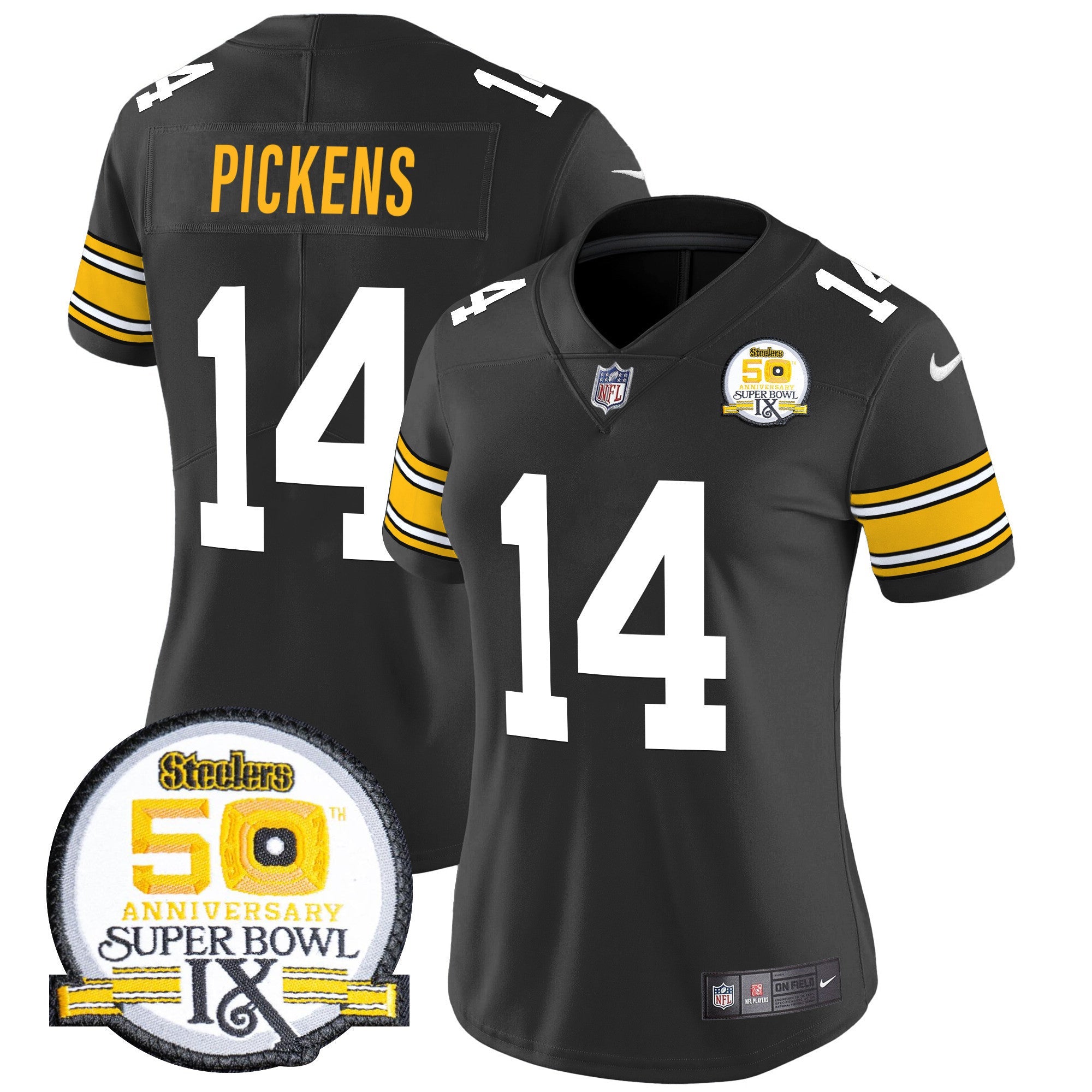 Women's Steelers 50th Anniversary Of Super Bowl IX Patch Vapor Limited Jersey - All Stitched