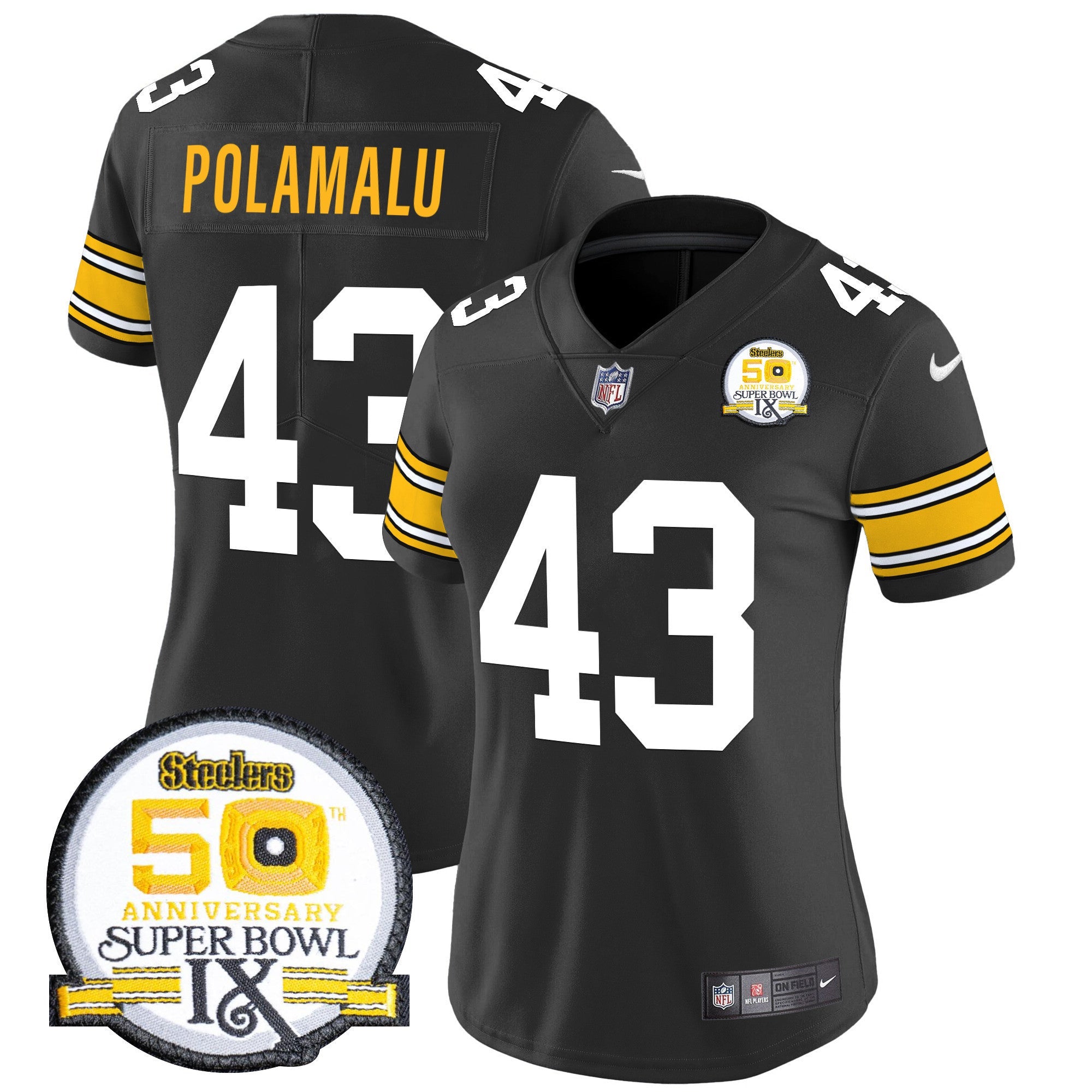 Women's Steelers 50th Anniversary Of Super Bowl IX Patch Vapor Limited Jersey - All Stitched
