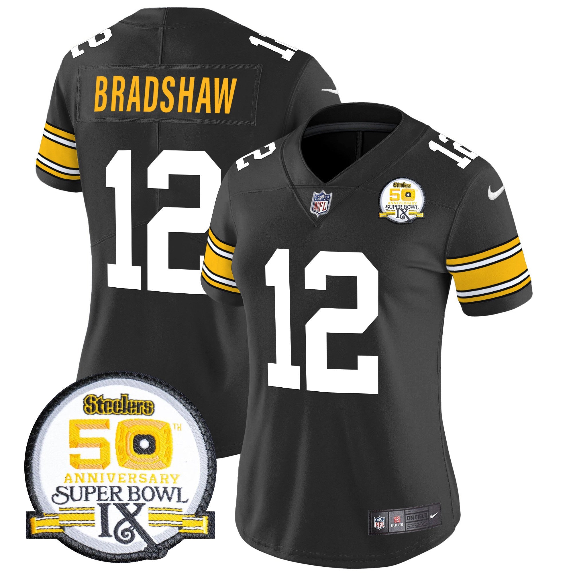 Women's Steelers 50th Anniversary Of Super Bowl IX Patch Vapor Limited Jersey - All Stitched