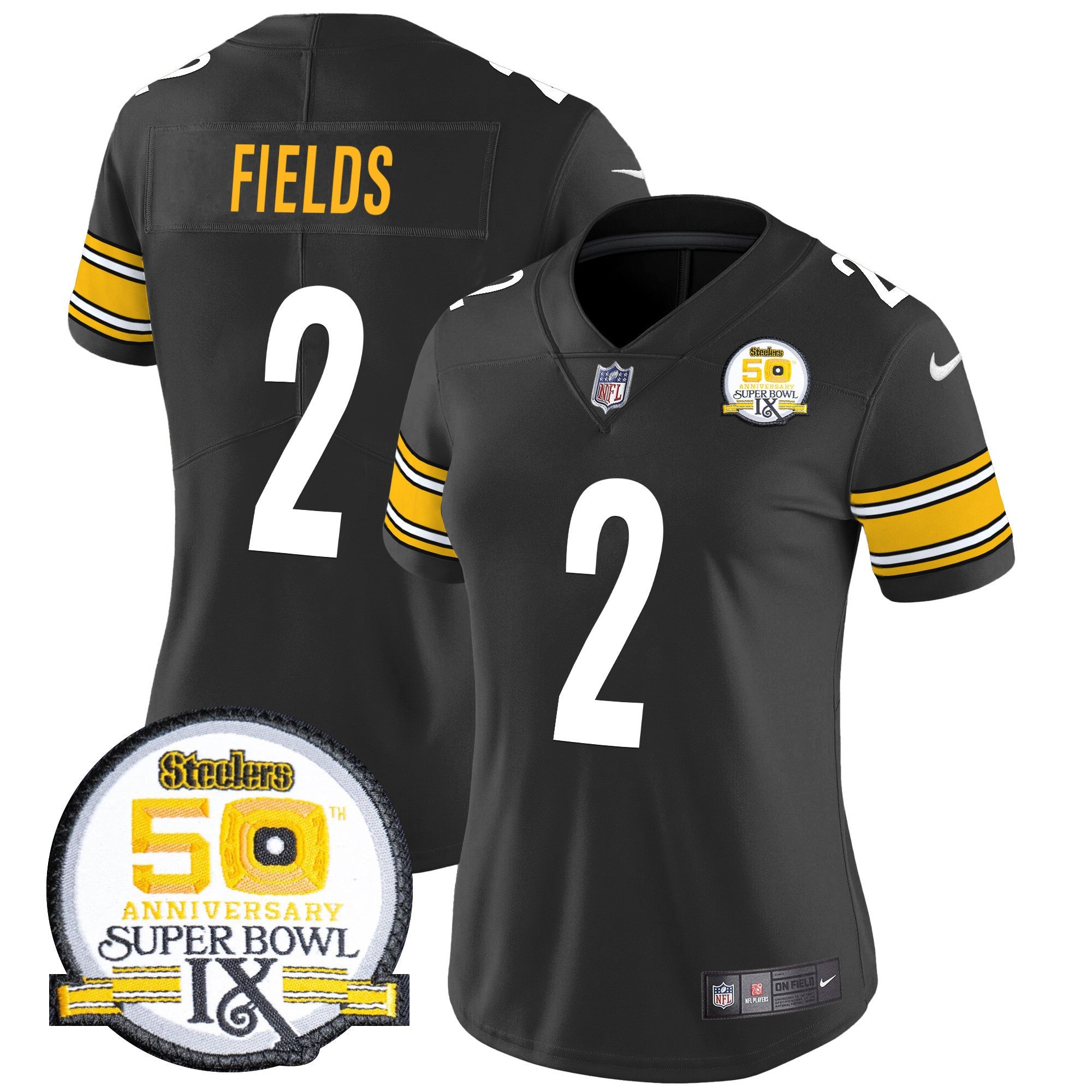 Women's Steelers 50th Anniversary Of Super Bowl IX Patch Vapor Limited Jersey - All Stitched