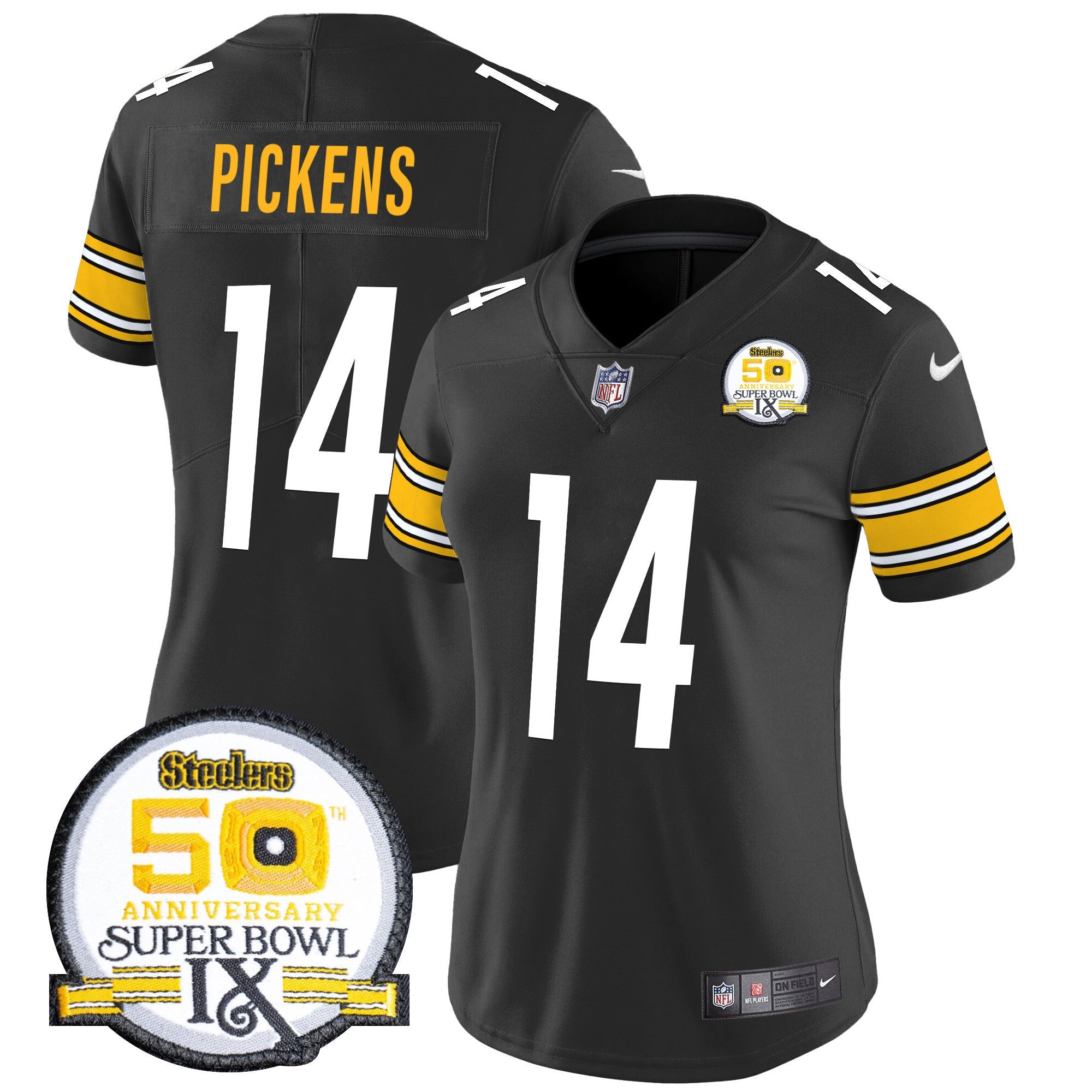 Women's Steelers 50th Anniversary Of Super Bowl IX Patch Vapor Limited Jersey - All Stitched