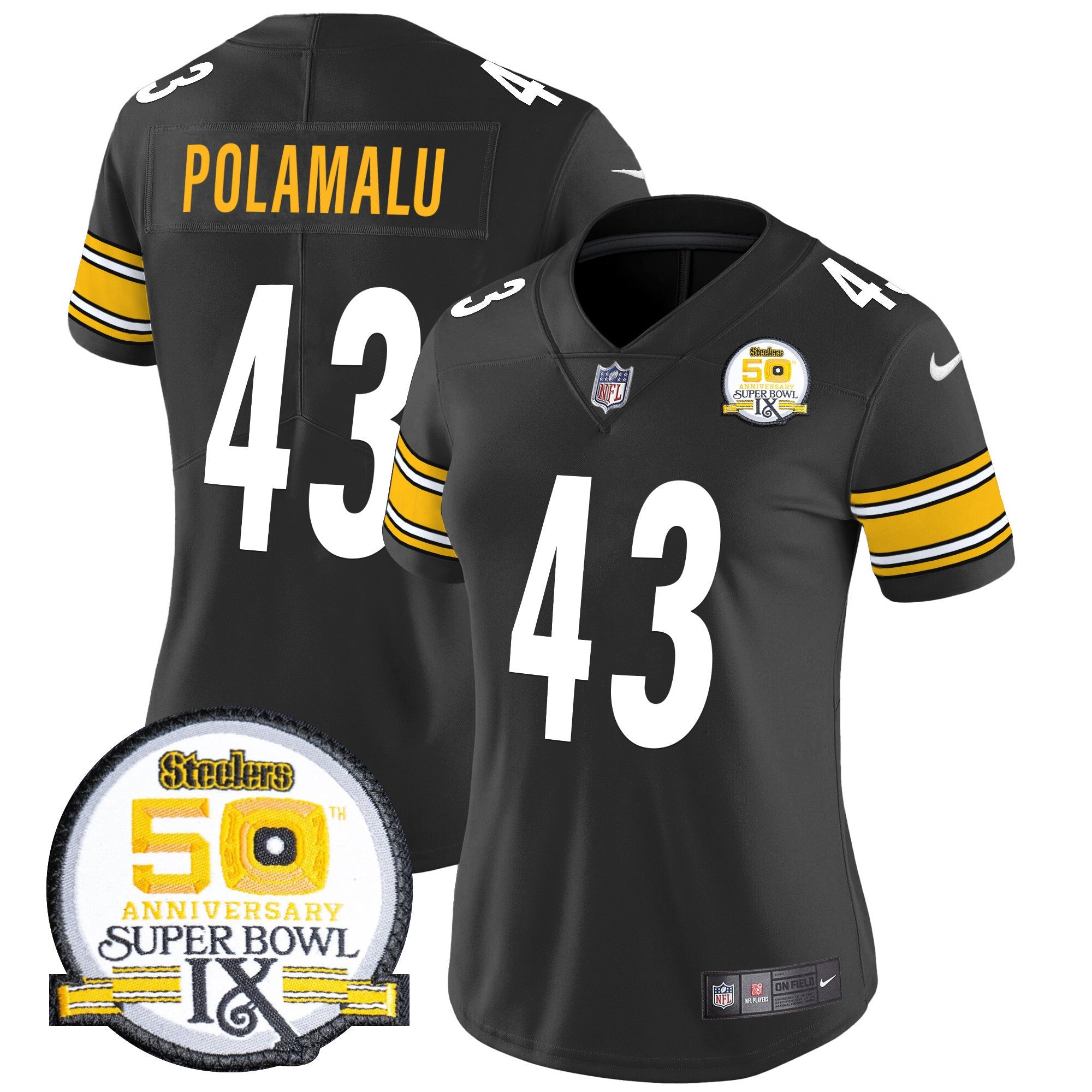 Women's Steelers 50th Anniversary Of Super Bowl IX Patch Vapor Limited Jersey - All Stitched
