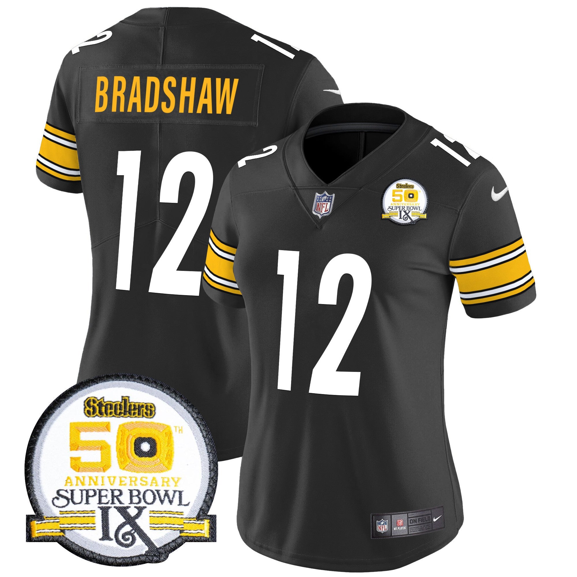 Women's Steelers 50th Anniversary Of Super Bowl IX Patch Vapor Limited Jersey - All Stitched