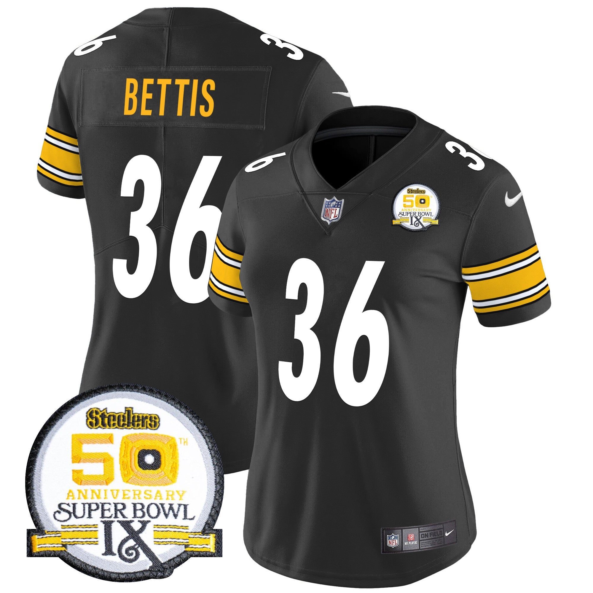 Women's Steelers 50th Anniversary Of Super Bowl IX Patch Vapor Limited Jersey - All Stitched