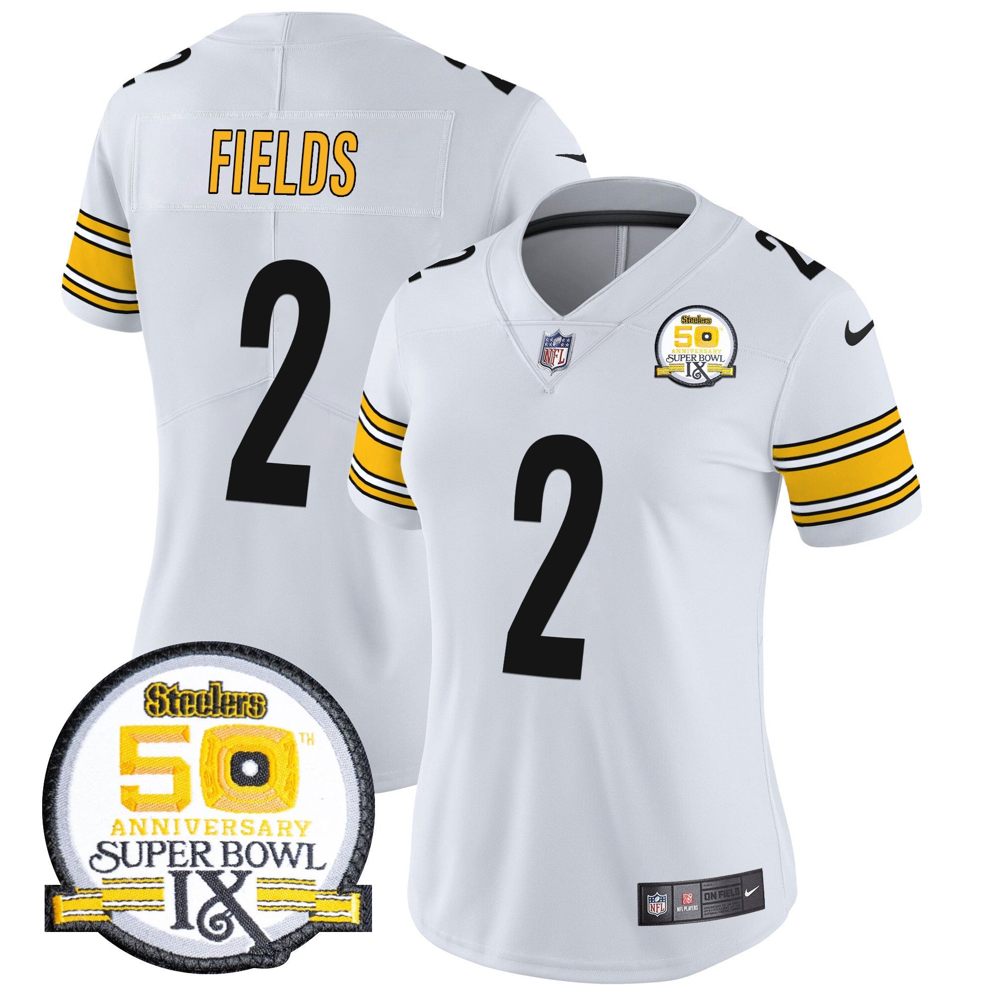 Women's Steelers 50th Anniversary Of Super Bowl IX Patch Vapor Limited Jersey - All Stitched