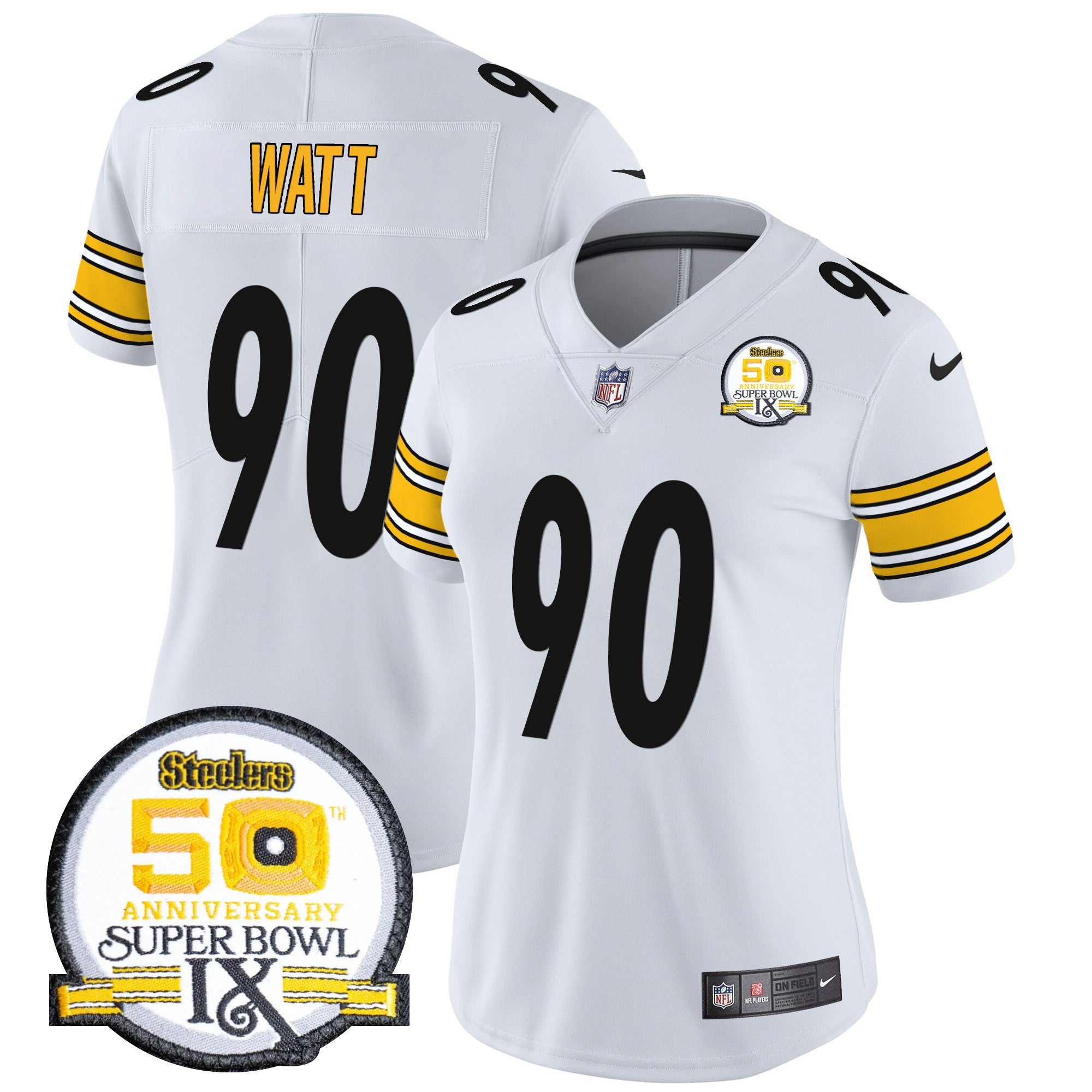 Women's Steelers 50th Anniversary Of Super Bowl IX Patch Vapor Limited Jersey - All Stitched