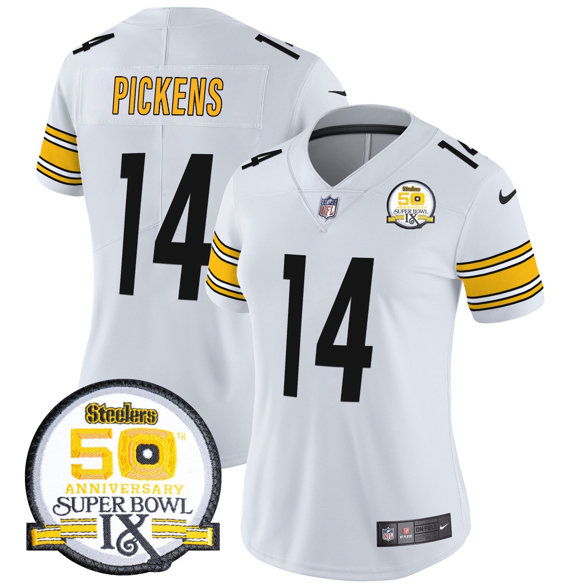 Women's Steelers 50th Anniversary Of Super Bowl IX Patch Vapor Limited Jersey - All Stitched