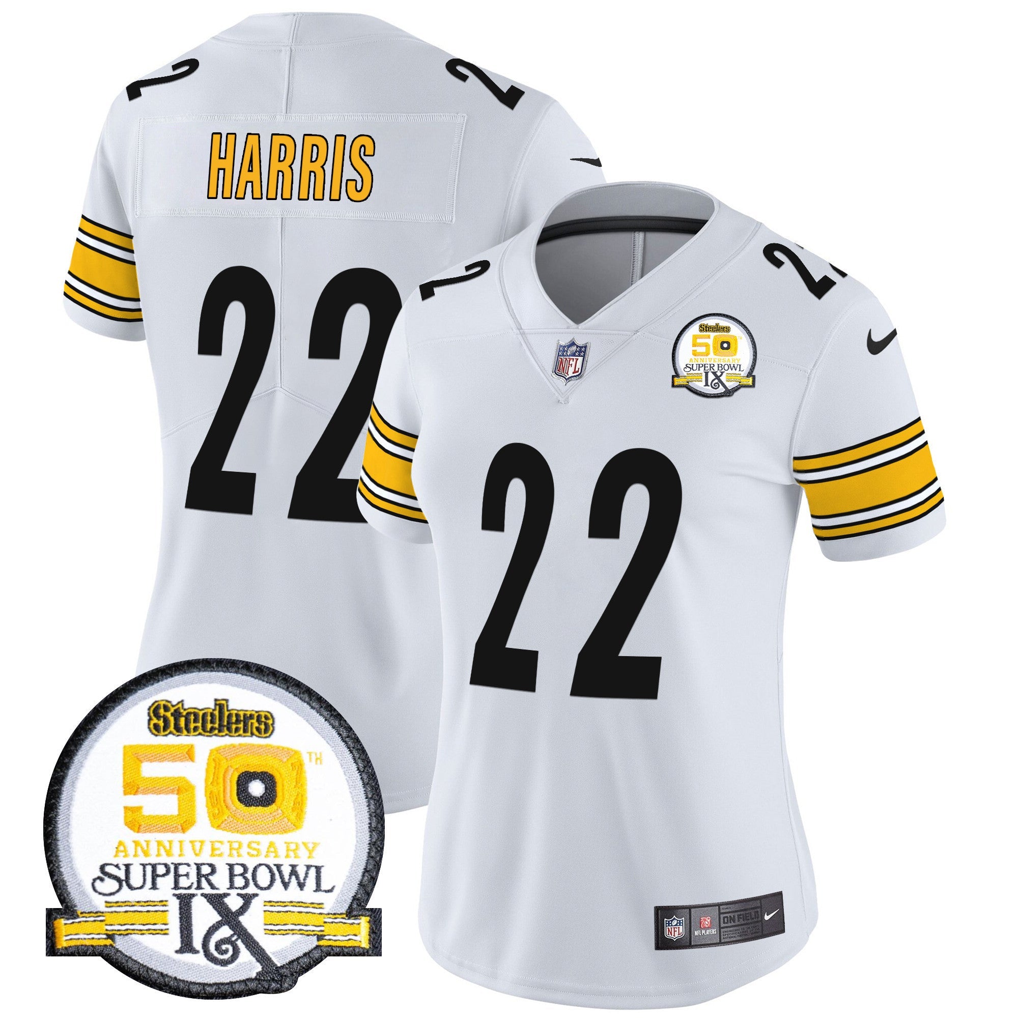 Women's Steelers 50th Anniversary Of Super Bowl IX Patch Vapor Limited Jersey - All Stitched