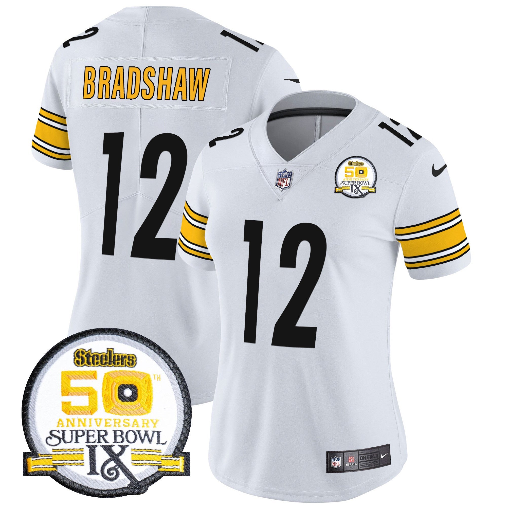 Women's Steelers 50th Anniversary Of Super Bowl IX Patch Vapor Limited Jersey - All Stitched