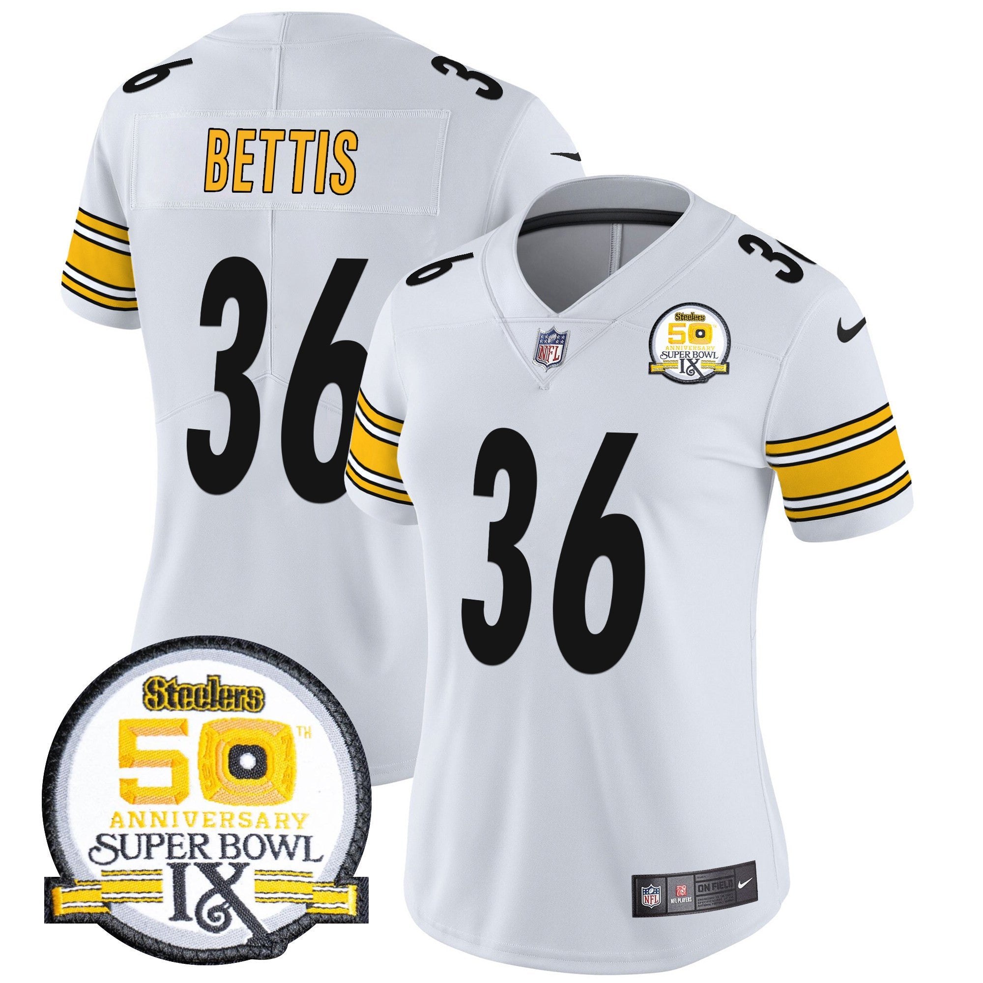 Women's Steelers 50th Anniversary Of Super Bowl IX Patch Vapor Limited Jersey - All Stitched