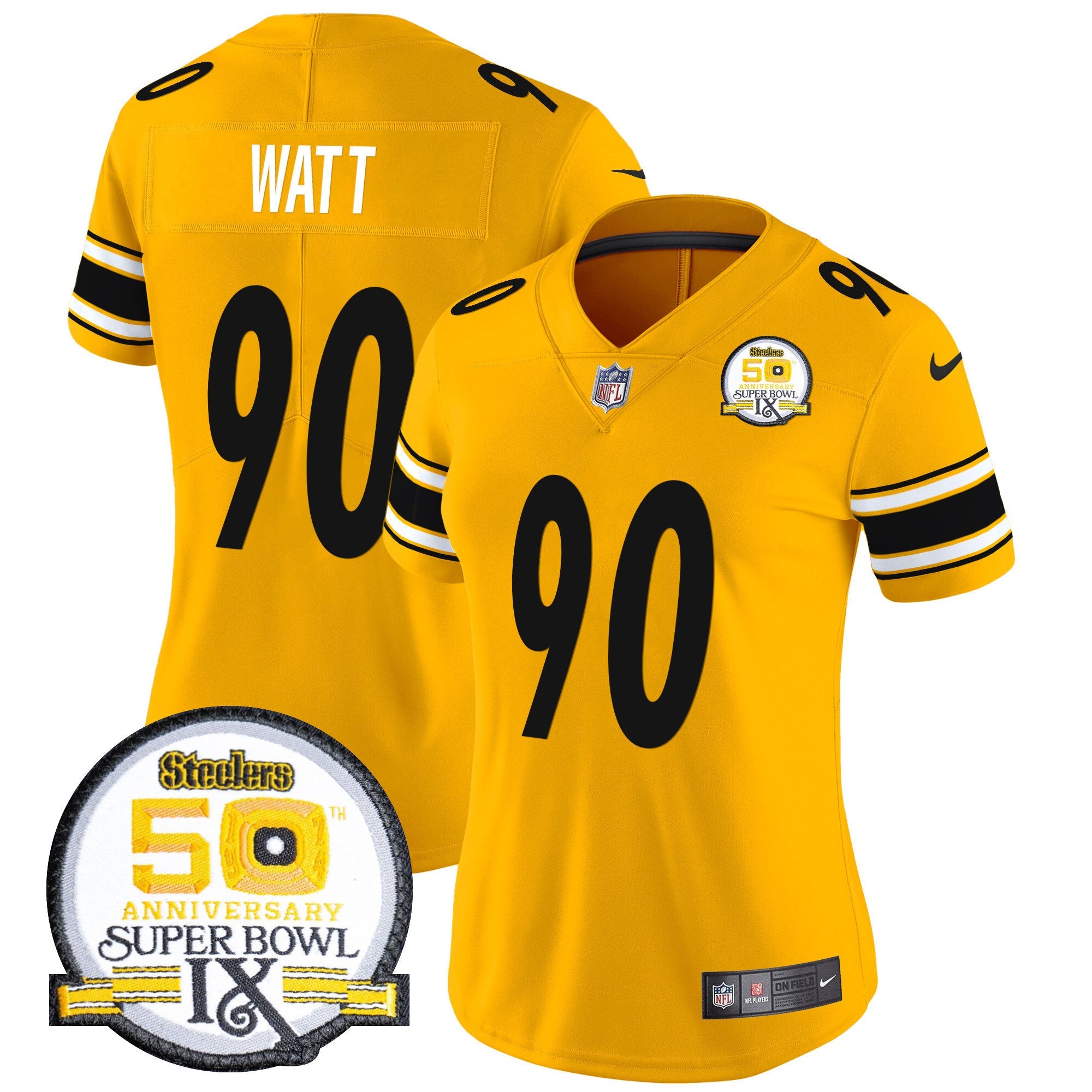 Women's Steelers 50th Anniversary Of Super Bowl IX Patch Vapor Limited Jersey - All Stitched