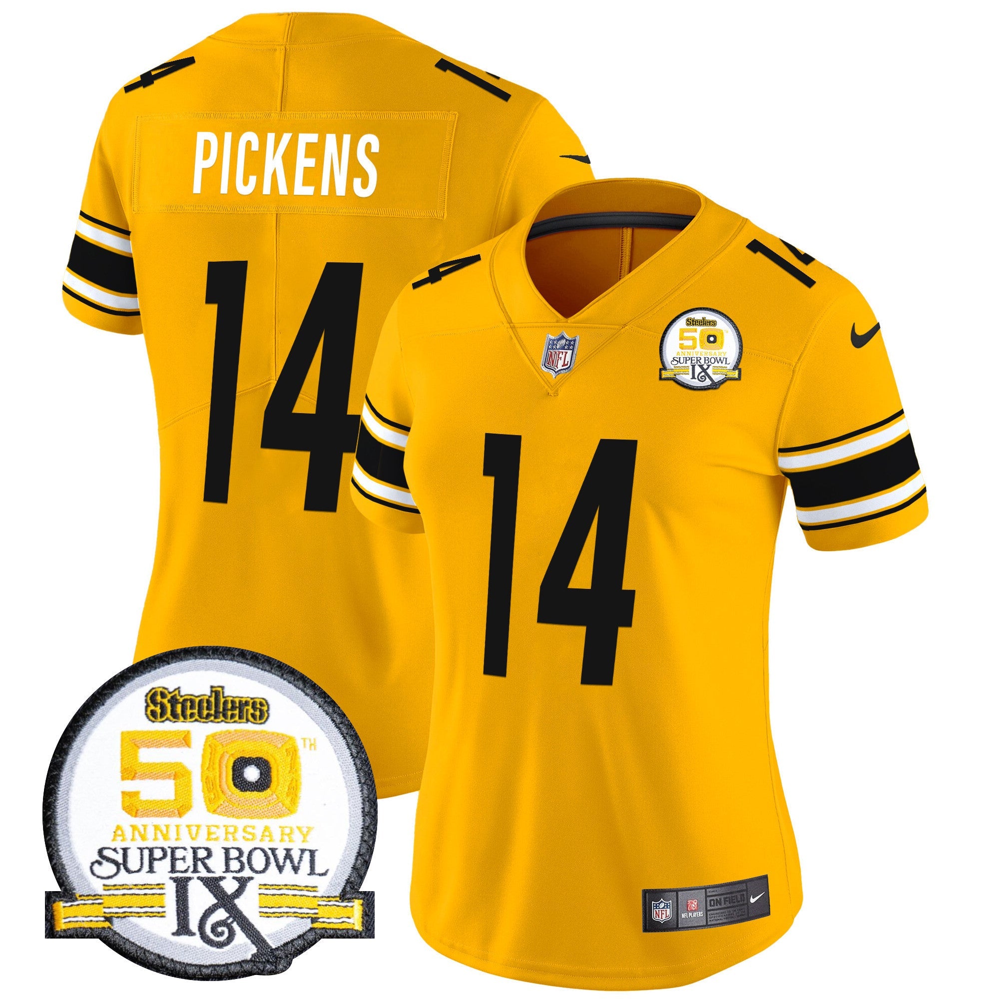 Women's Steelers 50th Anniversary Of Super Bowl IX Patch Vapor Limited Jersey - All Stitched