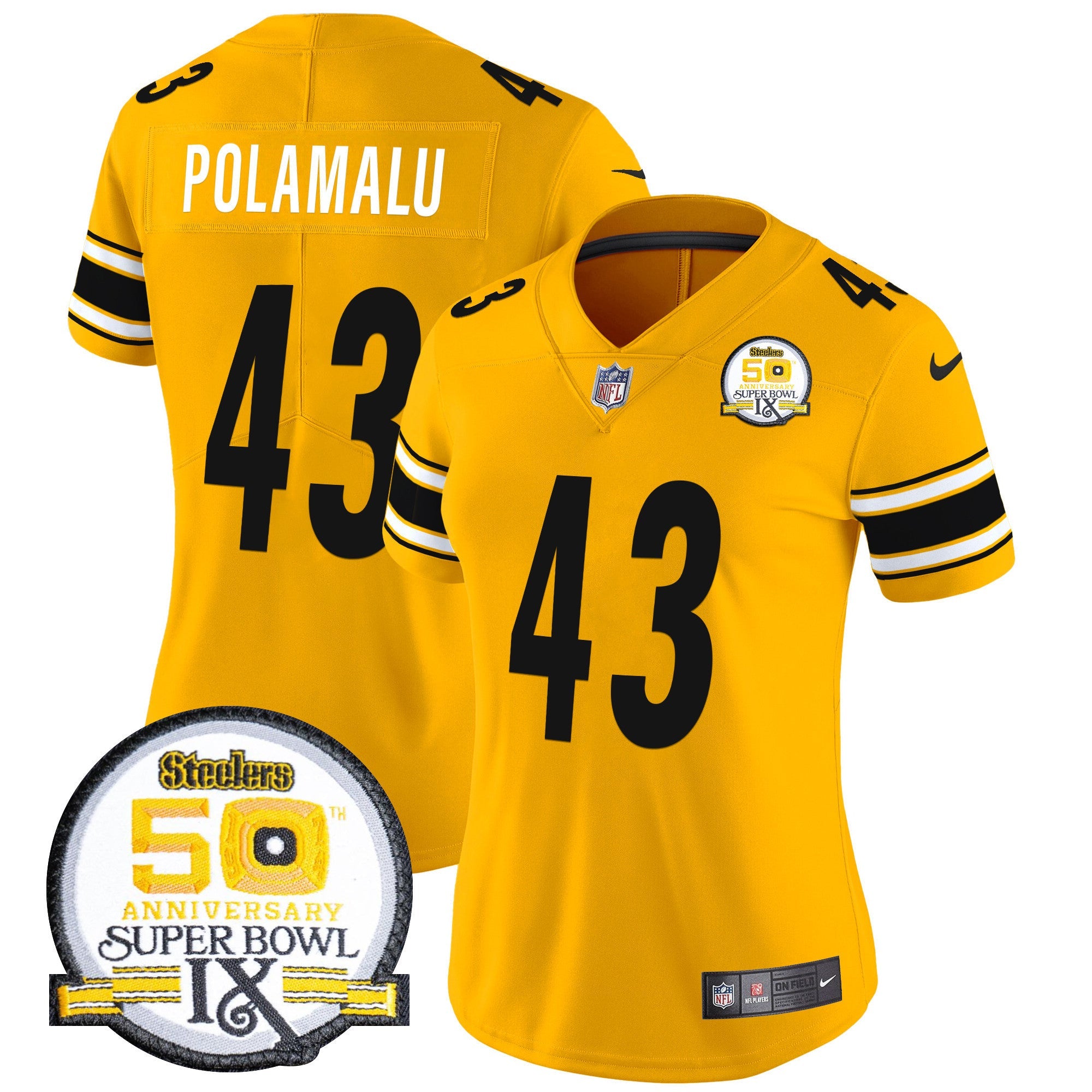 Women's Steelers 50th Anniversary Of Super Bowl IX Patch Vapor Limited Jersey - All Stitched