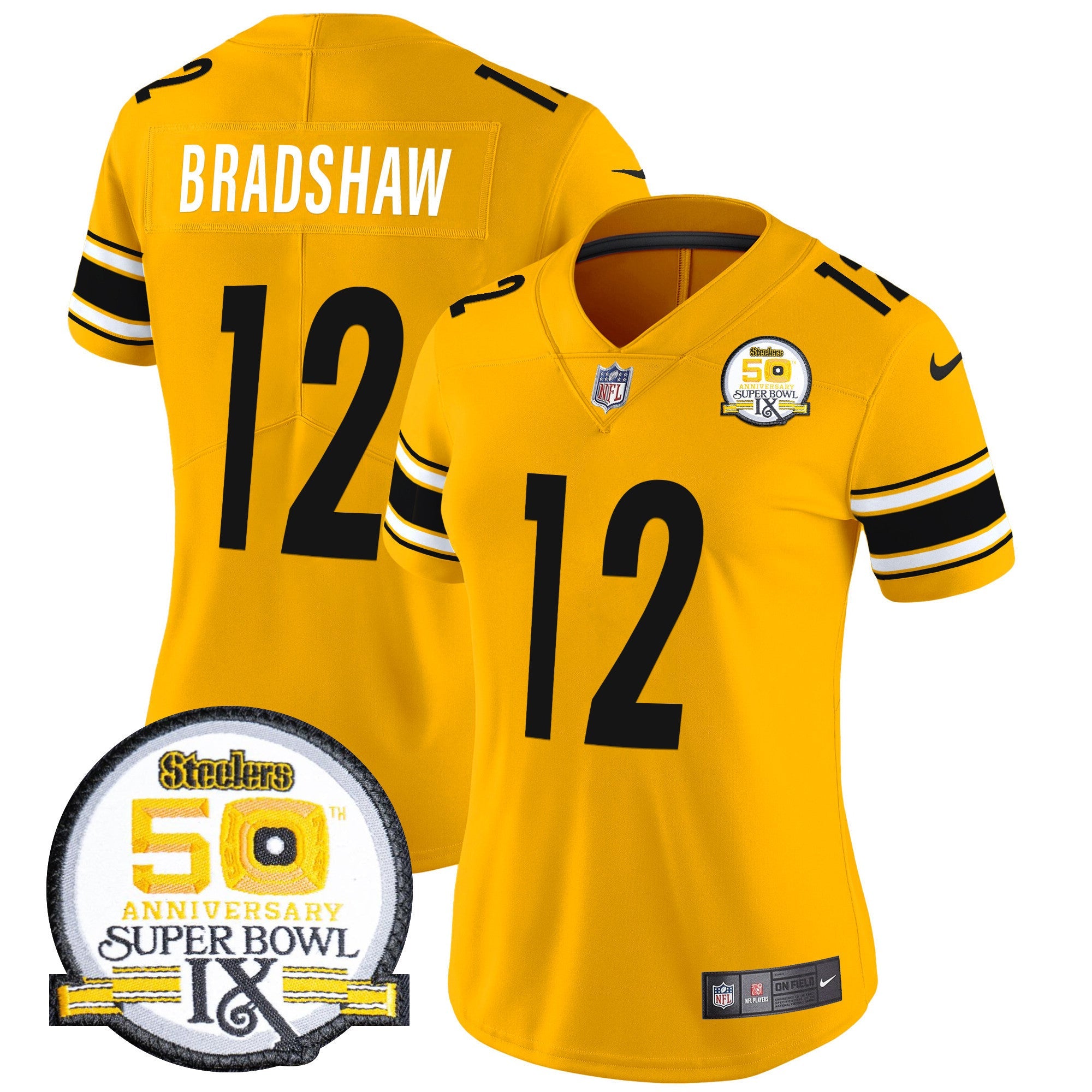 Women's Steelers 50th Anniversary Of Super Bowl IX Patch Vapor Limited Jersey - All Stitched