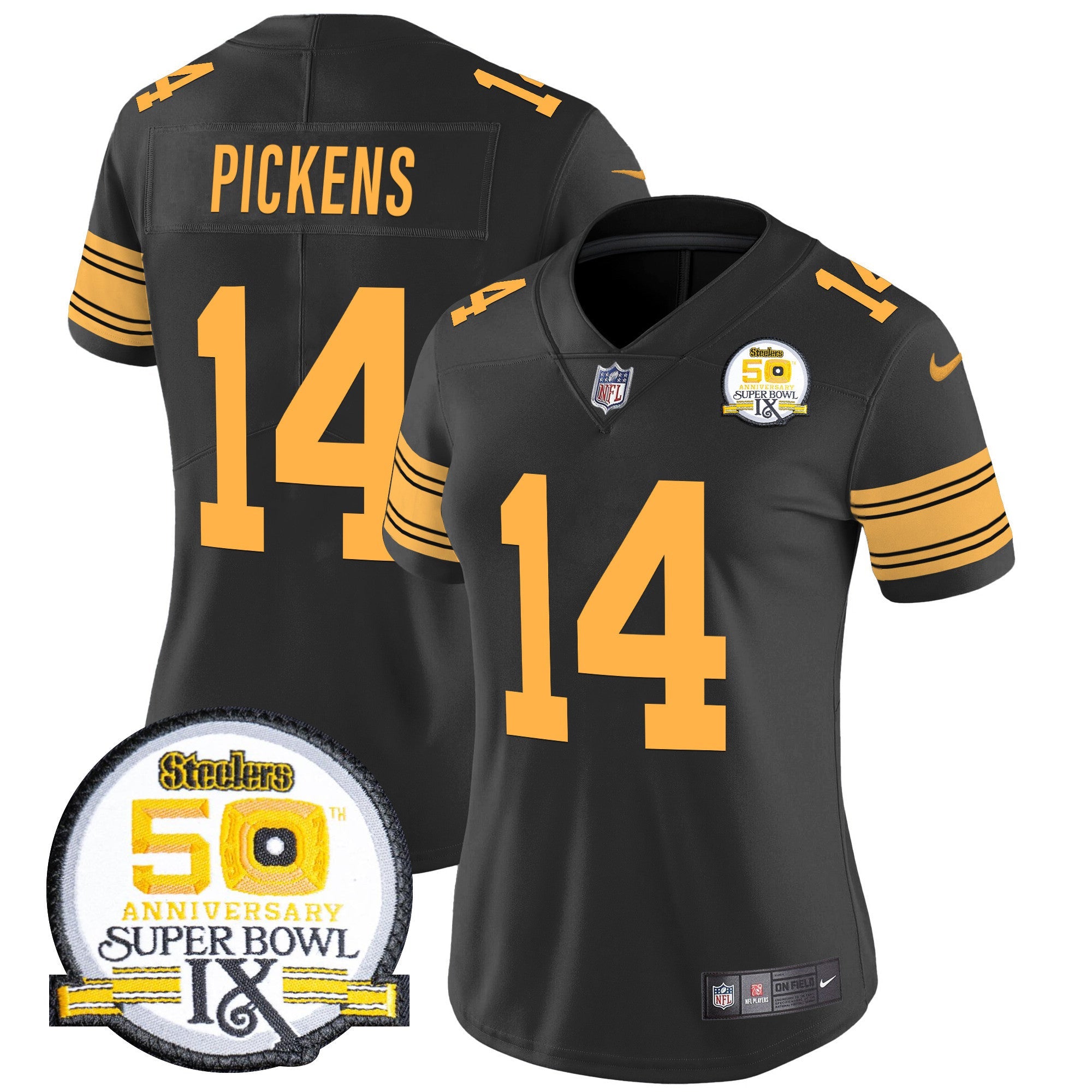Women's Steelers 50th Anniversary Of Super Bowl IX Patch Vapor Limited Jersey - All Stitched