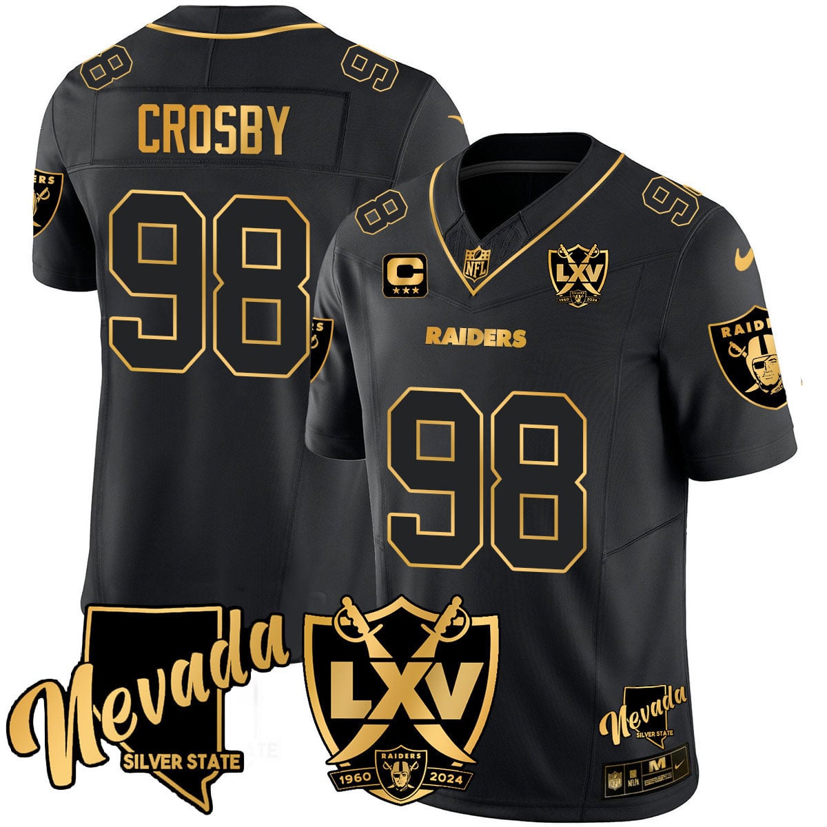 Men's Raiders 2024 Vapor Limited Gold Jersey - 65th Anniversary - All Stitched