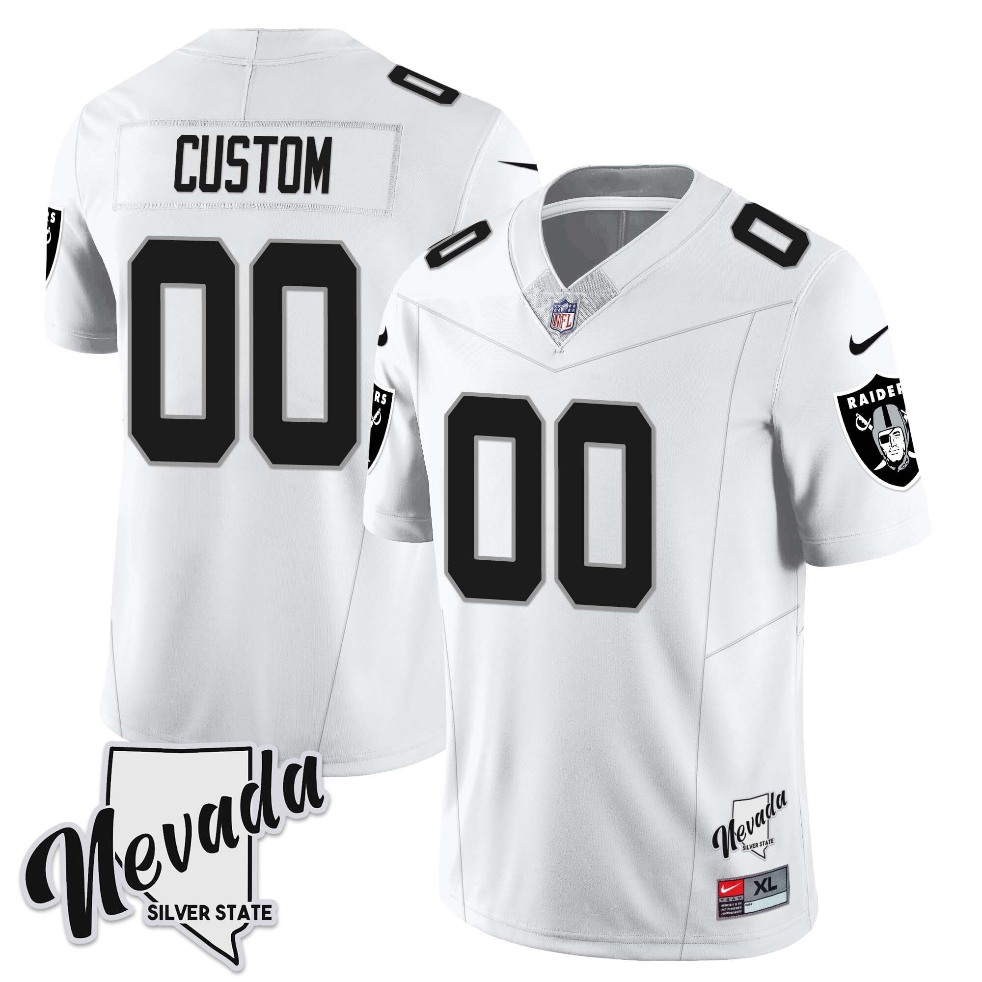 Custom Las Vegas Raiders 2023 Nevada Sliver State Patch Jersey - All Stitched