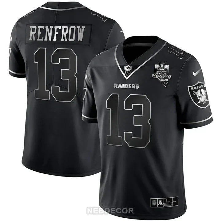 MEN'S LAS VEGAS RAIDERS INAUGURAL SEASON PATCH BLACK SILVER JERSEY - ALL STITCHED