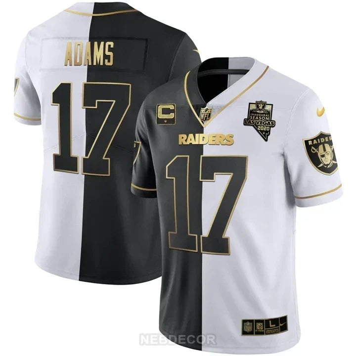 MEN'S LAS VEGAS RAIDERS INAUGURAL SEASON PATCH BLACK SILVER JERSEY - ALL STITCHED