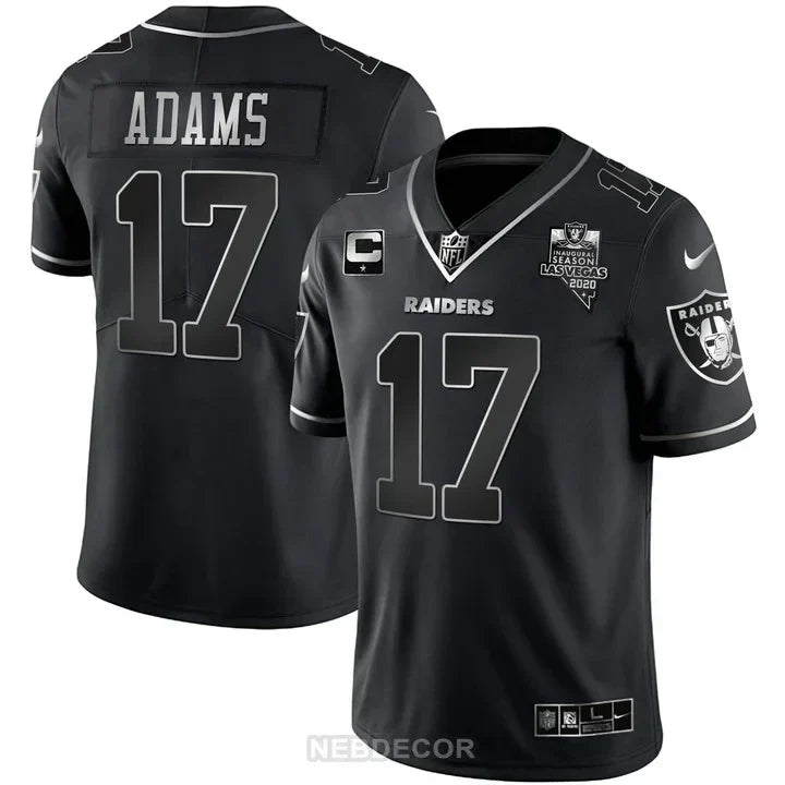 MEN'S LAS VEGAS RAIDERS INAUGURAL SEASON PATCH BLACK SILVER JERSEY - ALL STITCHED