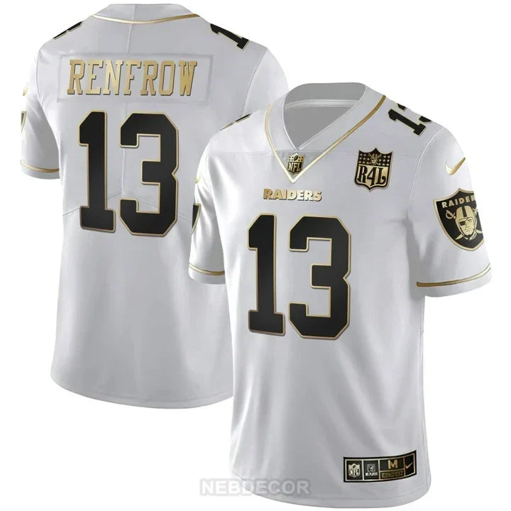 MEN'S LAS VEGAS RAIDERS RAIDER4LIFE PATCH WHITE GOLD AND BLACK GOLD JERSEY - ALL STITCHED