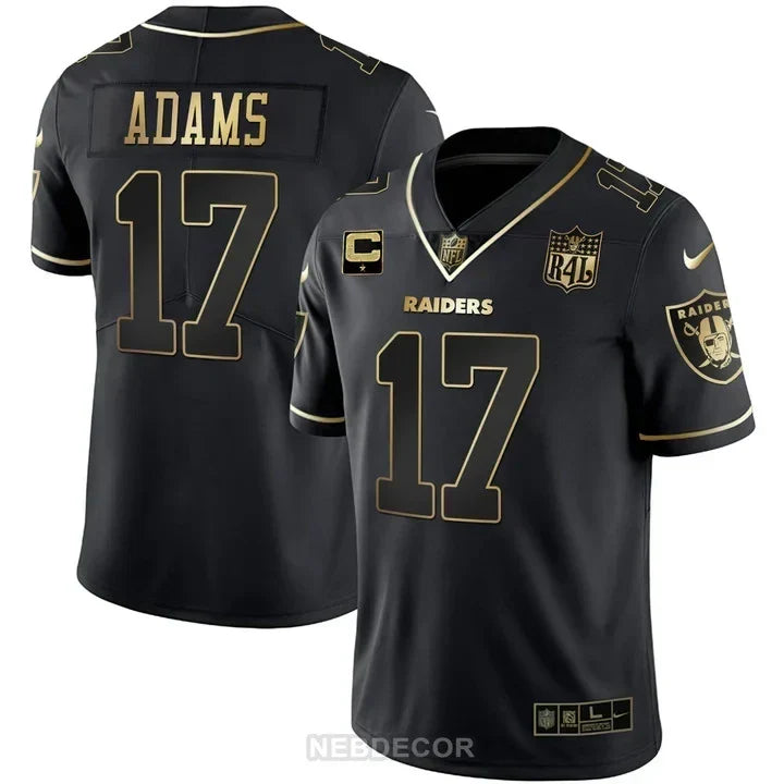 MEN'S LAS VEGAS RAIDERS RAIDER4LIFE PATCH WHITE GOLD AND BLACK GOLD JERSEY - ALL STITCHED