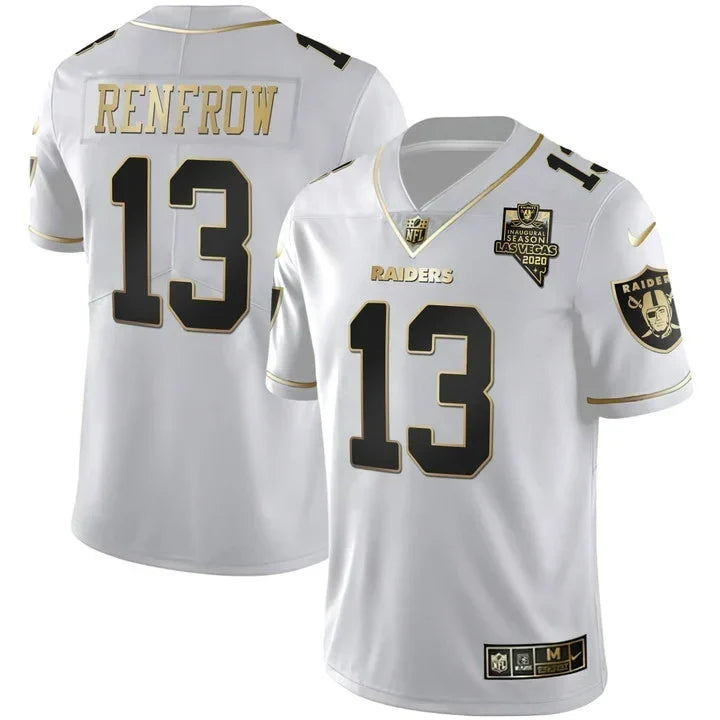 MEN'S LAS VEGAS RAIDERS INAUGURAL SEASON PATCH WHITE GOLD JERSEY - ALL STITCHED
