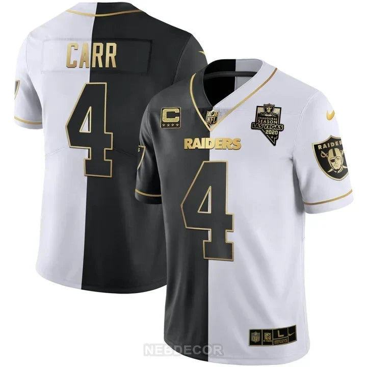 MEN'S LAS VEGAS RAIDERS INAUGURAL SEASON PATCH WHITE GOLD JERSEY - ALL STITCHED