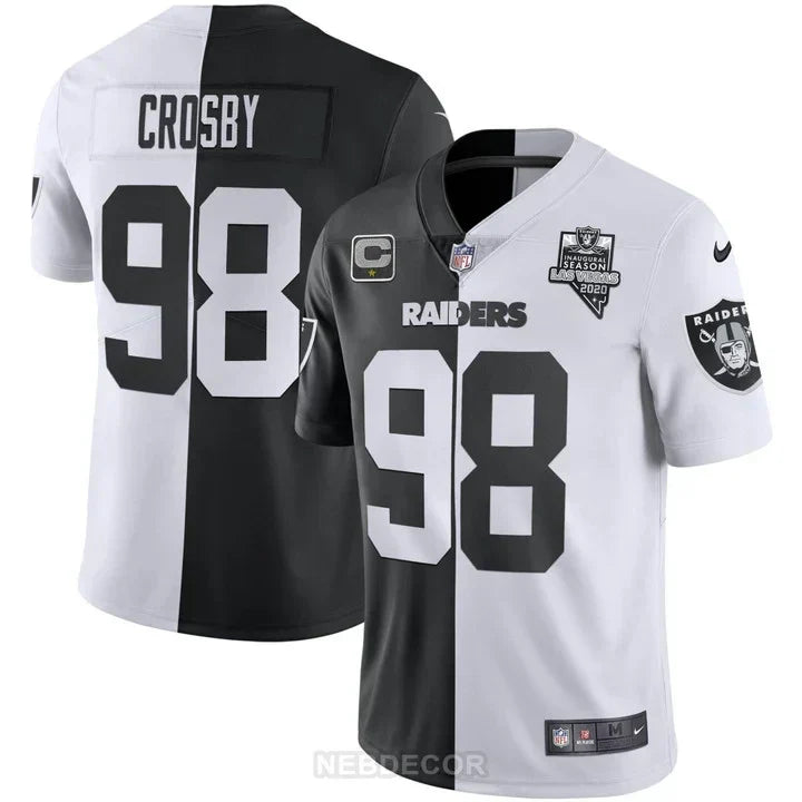 MEN'S LAS VEGAS RAIDERS INAUGURAL SEASON PATCH WHITE GOLD JERSEY - ALL STITCHED