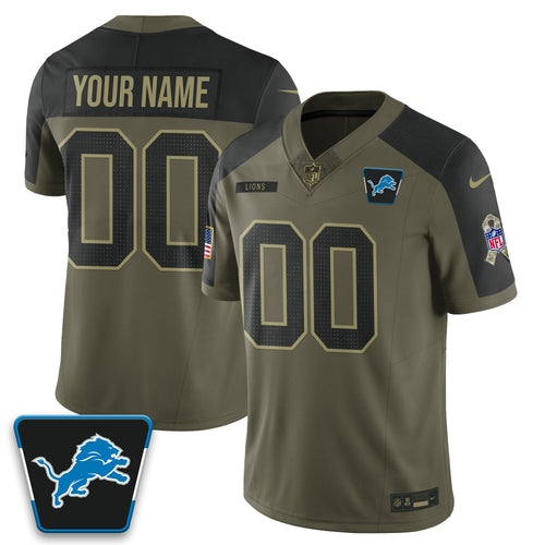 Custom Detroit Lions 2025 Salute to Service Limited Jersey - All Stitched